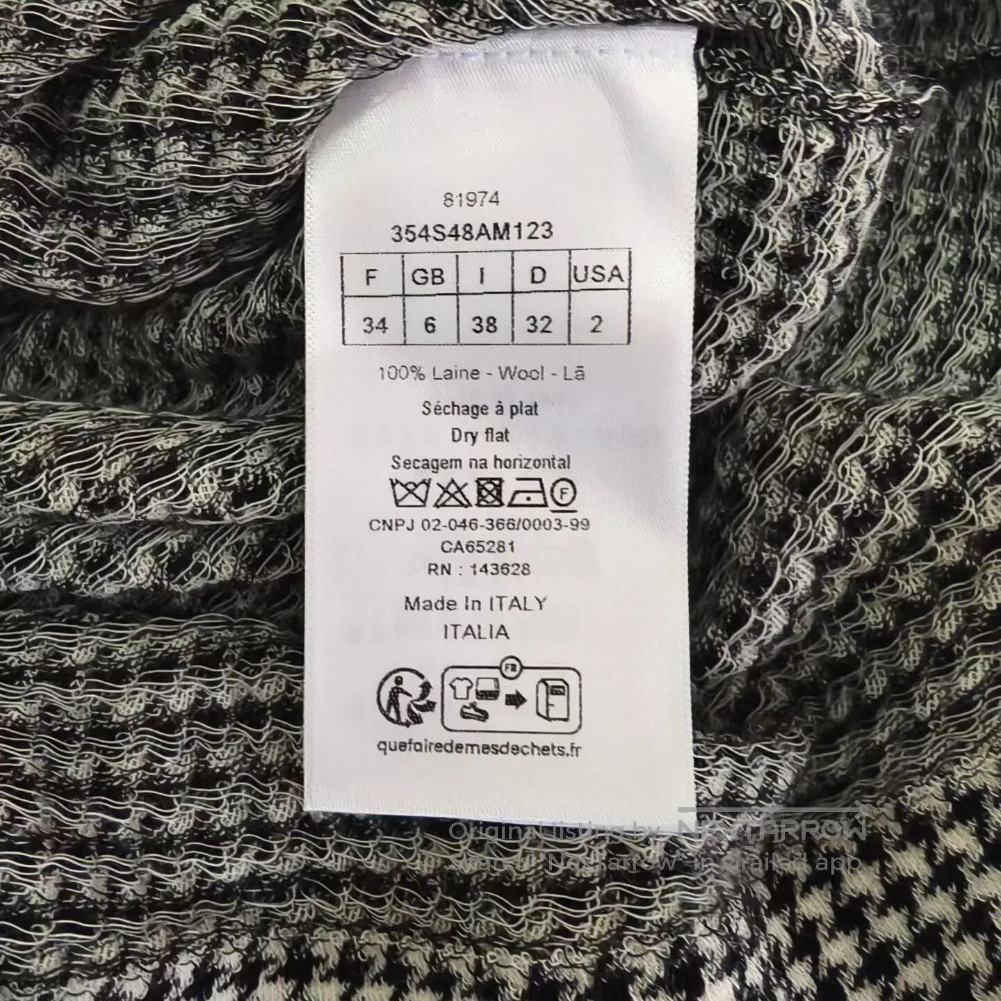 Dior Dior Houndstooth Bow Collar Wool Knit Sweater| Size XXS / US 00 / IT 34 - 4 Thumbnail