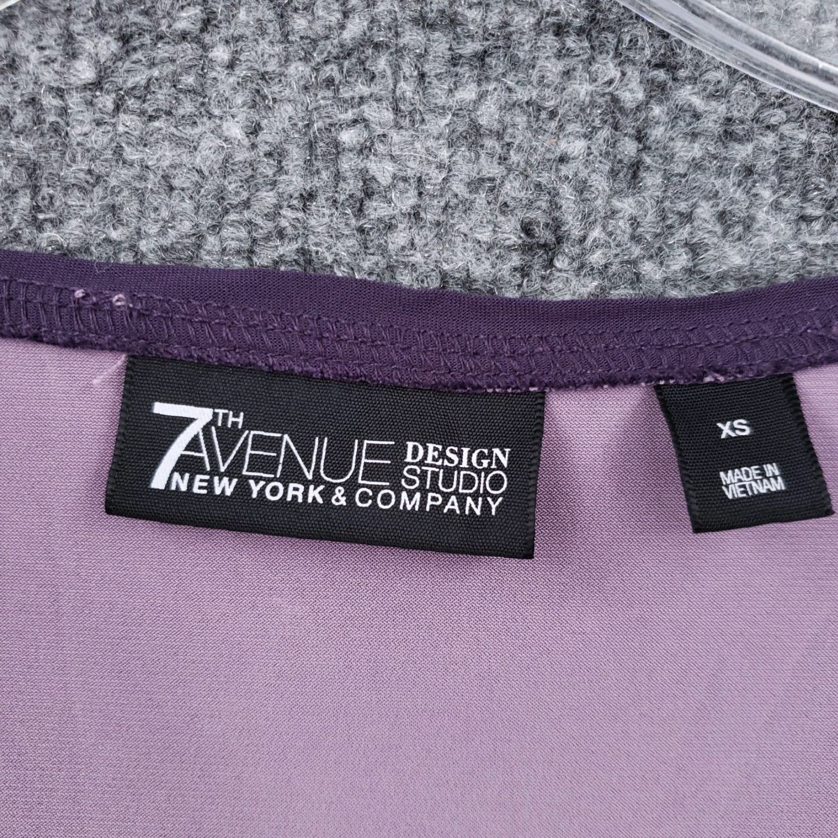 Vintage New York & Company Blouse Womens XS Purple 7th Avenue Design Studio 3/4 Sleeves Size XS / US 0-2 / IT 36-38 - 3 Thumbnail