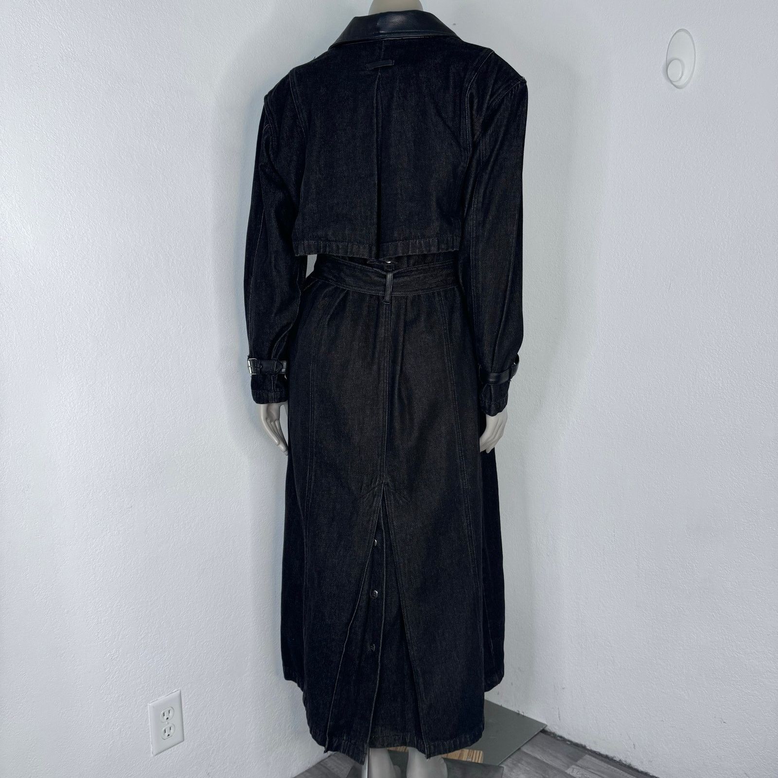 Vintage Vintage 90s Gray Denim Trench Coat Belted Together Goth Size XL / US 12-14 / IT 48-50 - 6 Thumbnail