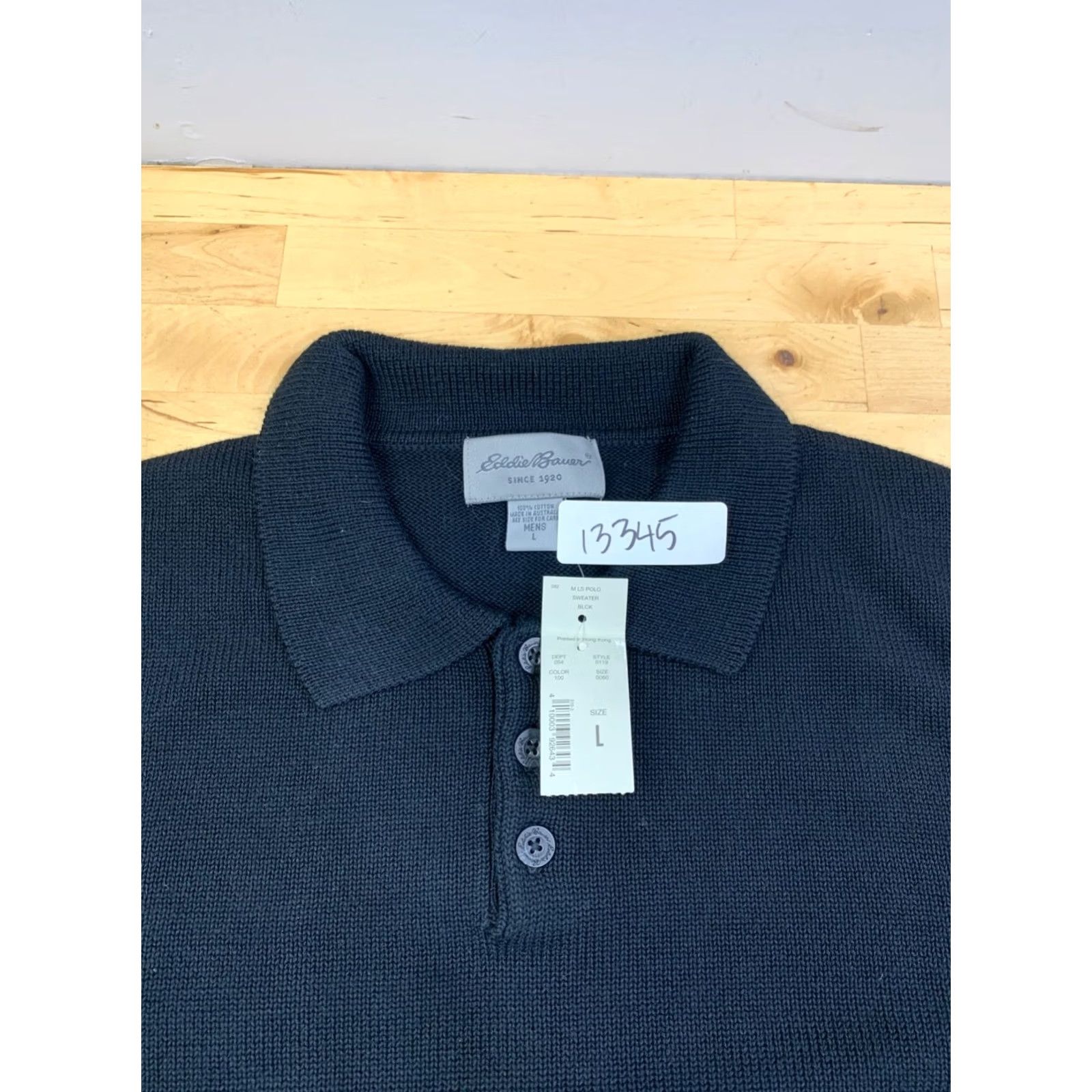 Eddie Bauer VINTAGE Eddie Bauer Polo Sweater Shirt Mens L Black Cotton Knit Long Sleeve Button Pullover Winter Fall 13345 Size US L / EU 52-54 / 3 - 2 Thumbnail