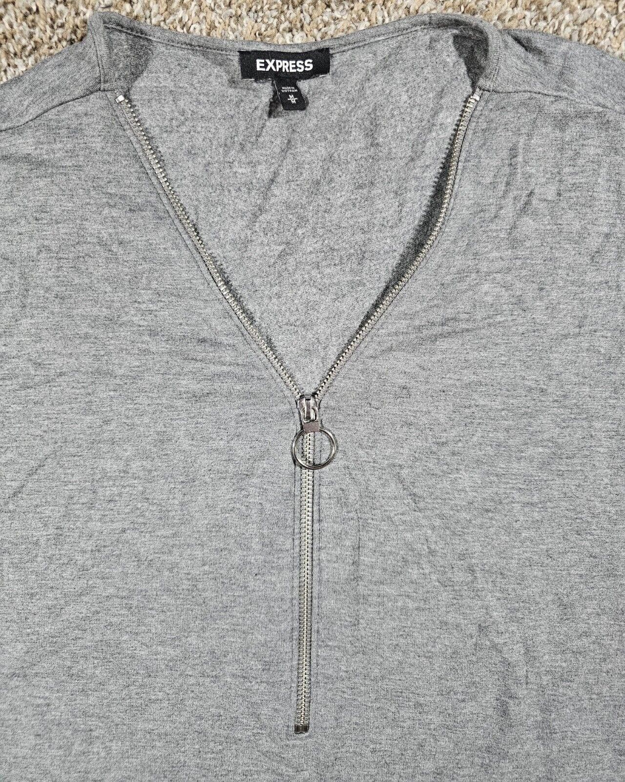 Express Express womens 3/4 sleeve gray pullover half zip sweater M Size M / US 6-8 / IT 42-44 - 2 Thumbnail