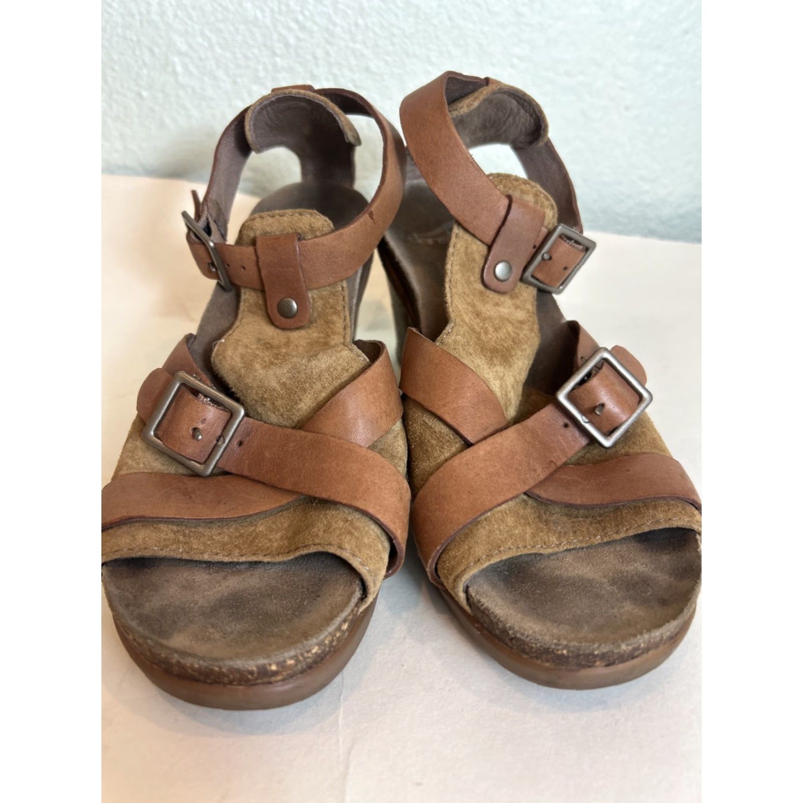 Dansko DANSKO Dominique Leather Suede Chunky Heel Sandal Womens EU 38/US 7.5 Brown Leather Size US 8 / IT 38 - 5 Thumbnail