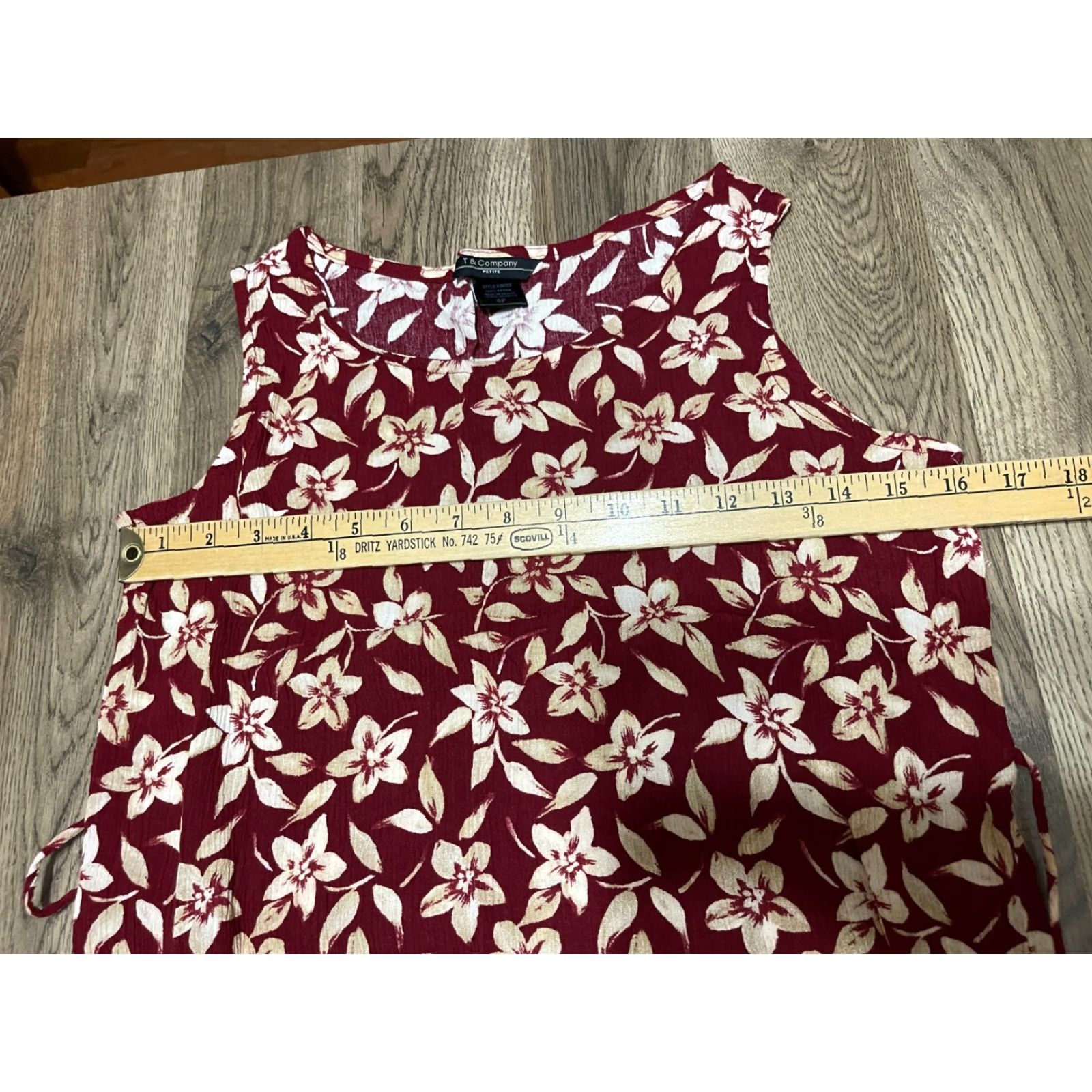 Port & Company T & Company Dress, Women's Size Small, Maxi, Floral, Sleeveless, Red White, Round Neck, Casual, Vintage: No, Dress Length: Long Size S / US 4 / IT 40 - 3 Thumbnail