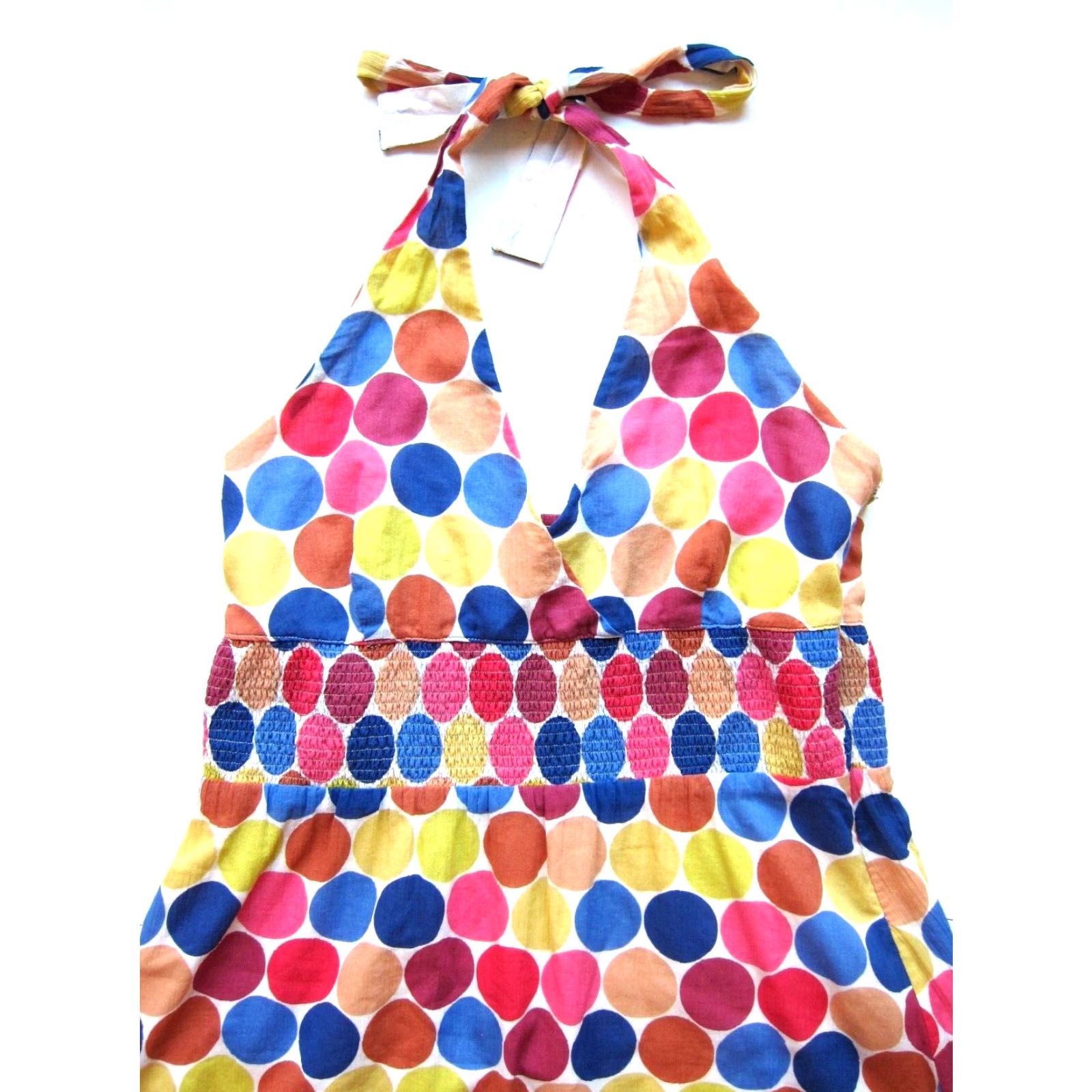 Vintage Maeve Anthropologie Cotton Pink Blue Yellow Polka Dot Halter Tank Dress 4 Size S / US 4 / IT 40 - 3 Thumbnail