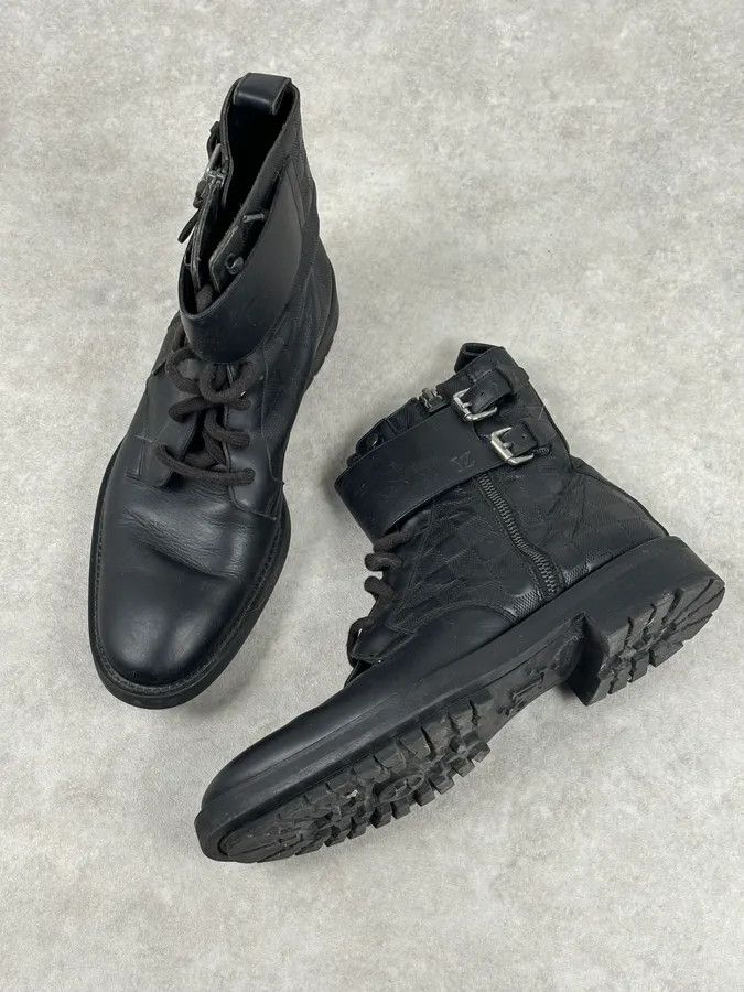Louis Vuitton Louis Vuitton Black Leather Damier Lace-Up Boots Size US 7 / EU 40 - 4 Thumbnail