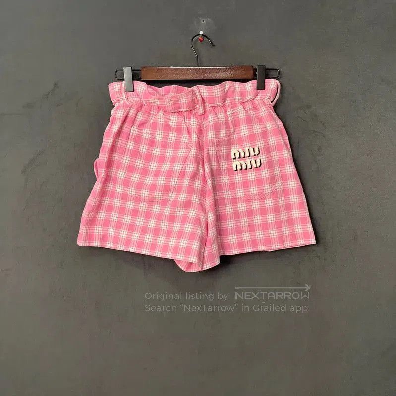 Miu Miu Miu Miu Pink Checkered Women's Shorts . Size 23" - 1 Thumbnail