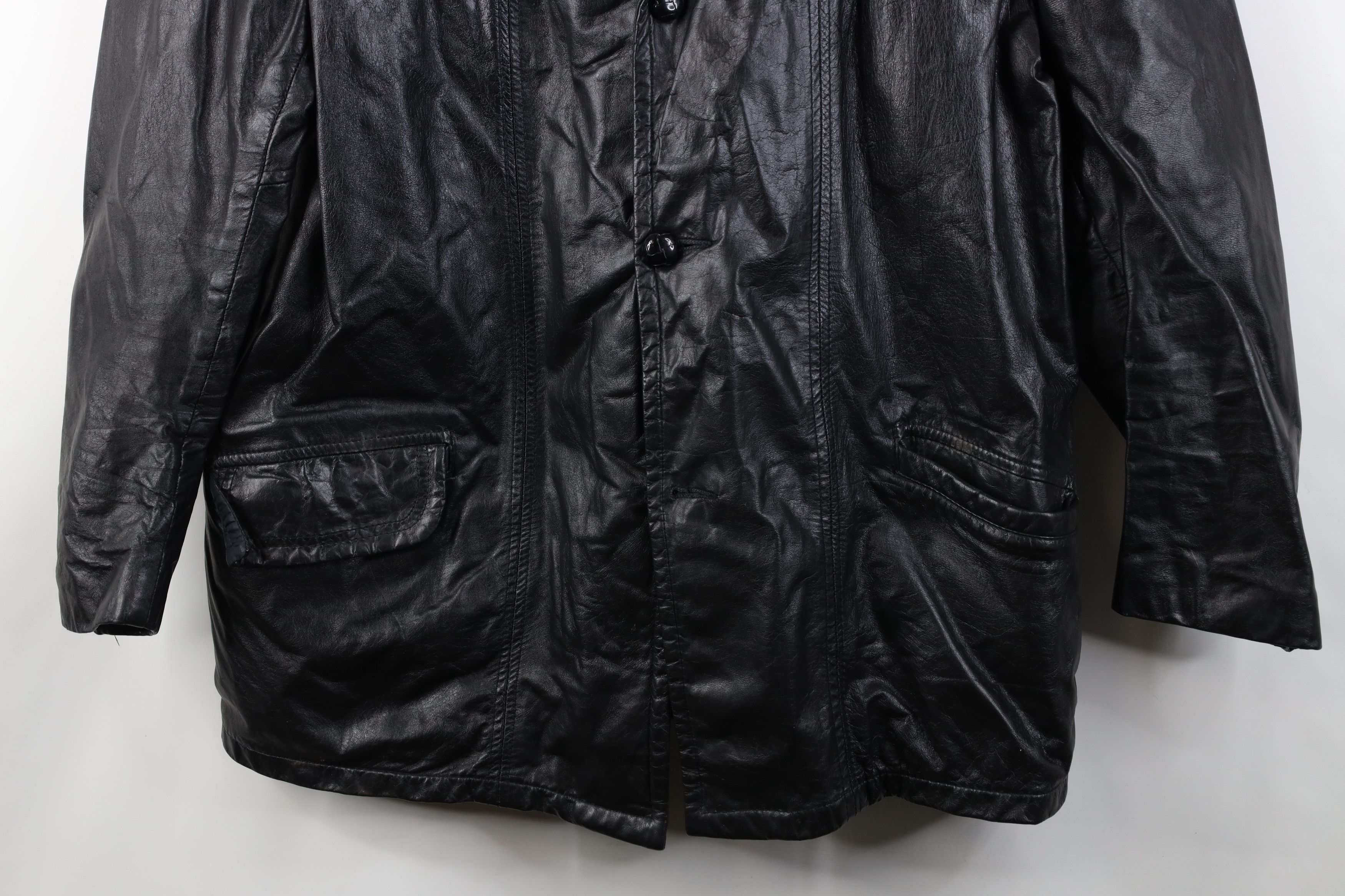 Vintage Vintage 70s Streetwear Lined Full Button Leather Jacket Size US L / EU 52-54 / 3 - 3 Thumbnail