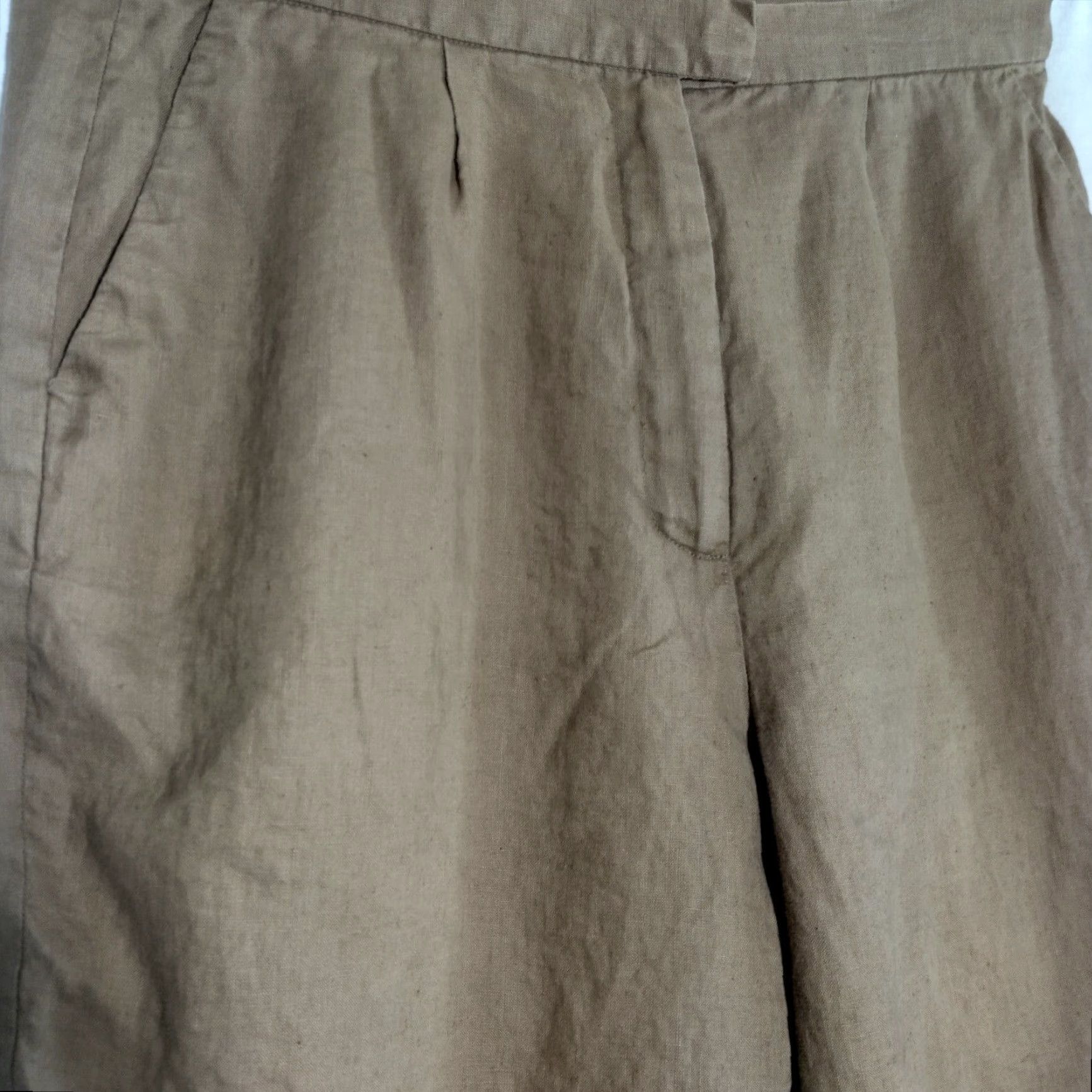J Brand VINTAGE R Brand Linen Pants Womens Size 12 Cropped Pleated Beige Classic Lagenlook Size 34" / US 12 / IT 48 - 7 Thumbnail