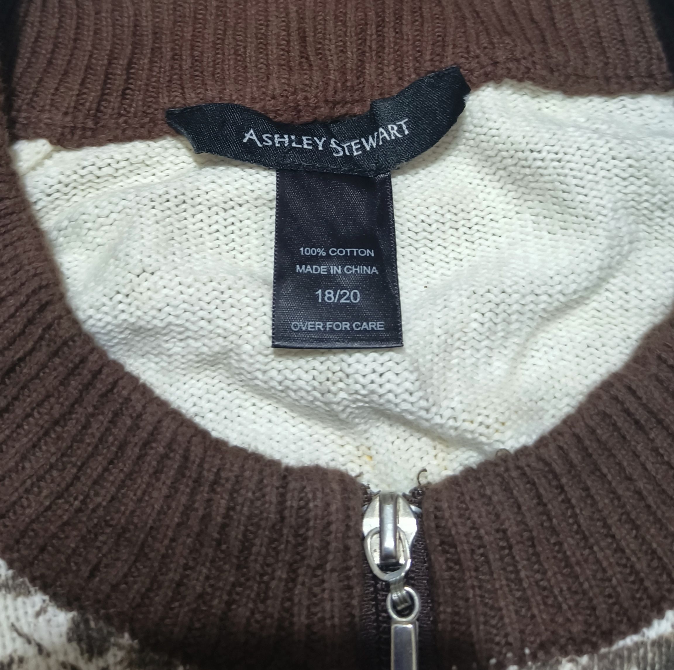 Other Vintage ASHLEY STEWART Women's Knit Cotton Full Zip Sweater Size M / US 6-8 / IT 42-44 - 8 Thumbnail