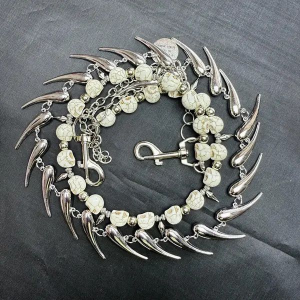Jewelry Punk Spiked Double-Layer Chain – Gothic Skull Buck Tooth Size ONE SIZE - 8 Thumbnail