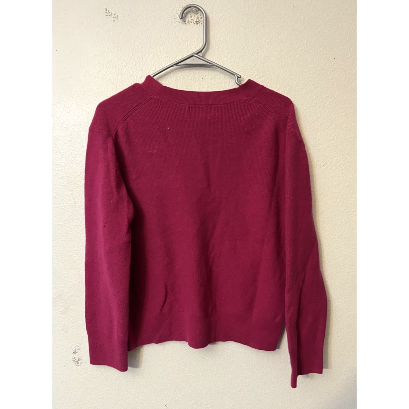 Banana Republic Banana Republic Women's Magenta V-Neck Pullover Sweater Cotton Nylon Wool Medium Size M / US 6-8 / IT 42-44 - 2 Thumbnail