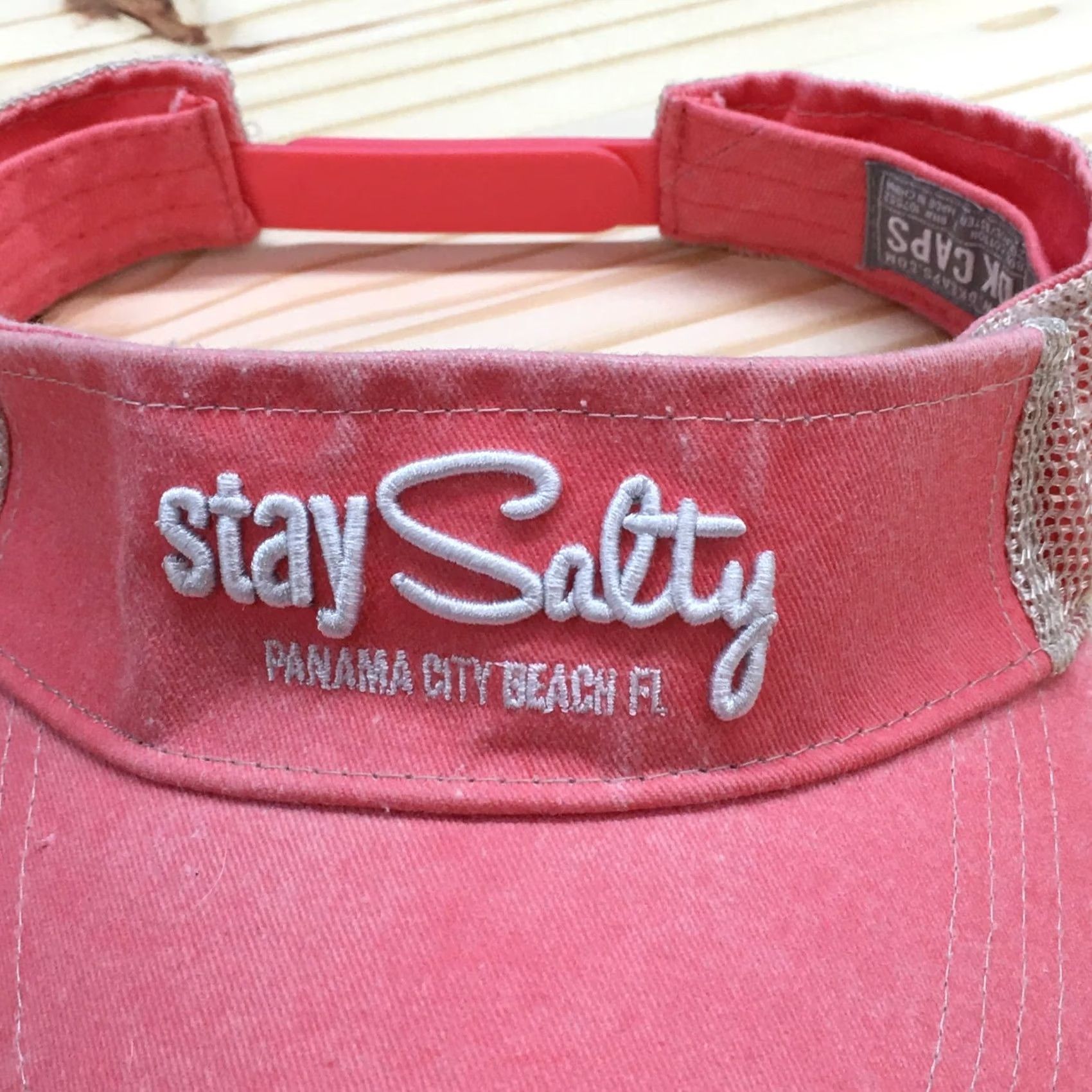 Vintage DK Caps Visor Hat Womens Pink One Size Embroidered Logo Stay Salty Curved Brim Size ONE SIZE - 3 Thumbnail