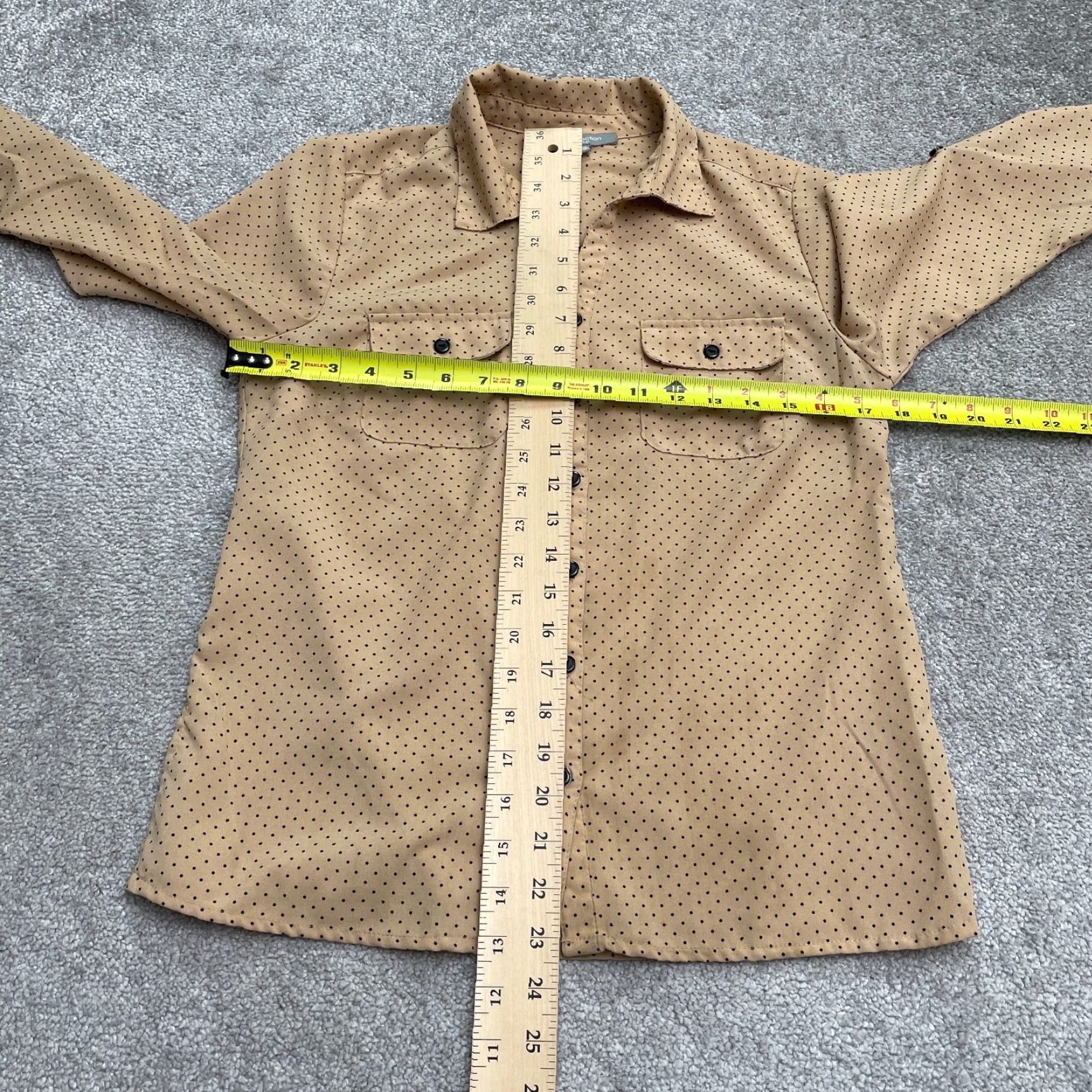 Vintage NY Collection Polka Dot Button Up Shirt Womens PS Brown Long Sleeve Casual Top Size S / US 4 / IT 40 - 7 Thumbnail
