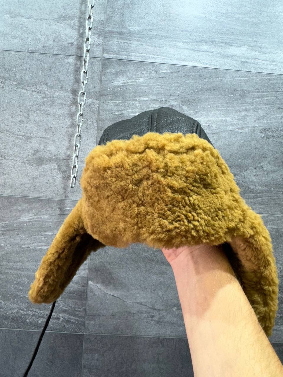 Vintage Men B3 Brown Hat Aviator Sheepskin Flying Trapper Hat Size 32 - 2 Thumbnail