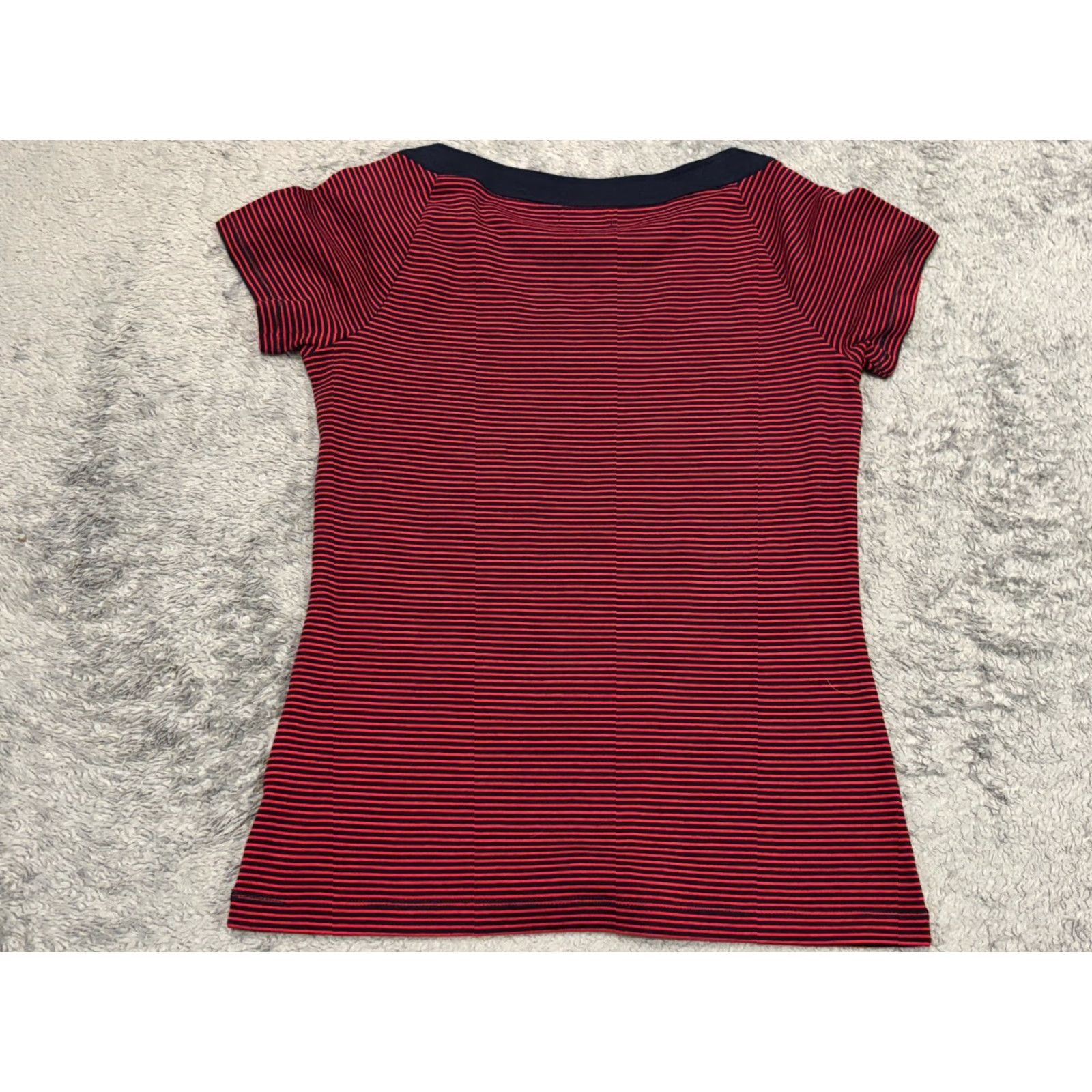 Chaps Chaps Shirt Womens M Red Striped Short Sleeve Nautical Casual Coastal Shirt Size M / US 6-8 / IT 42-44 - 5 Thumbnail