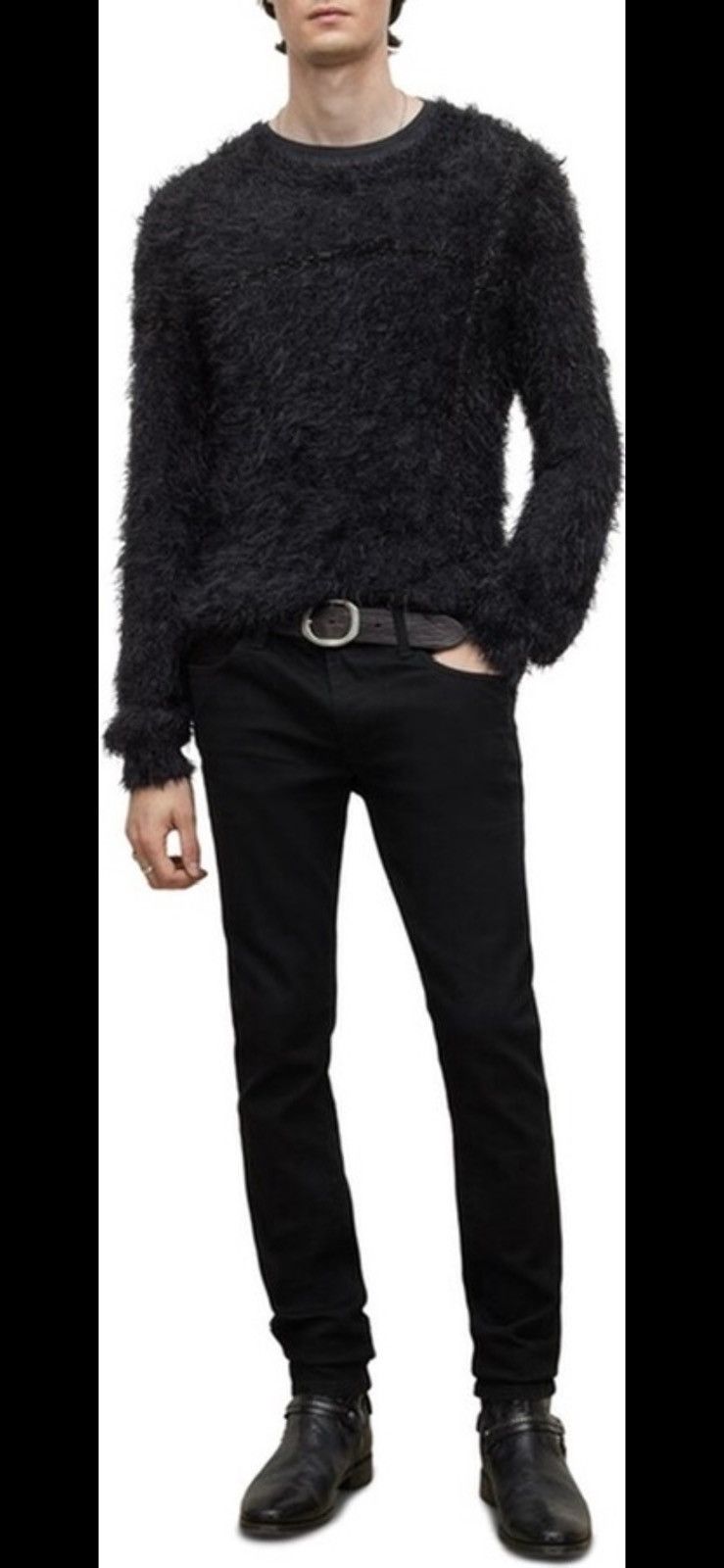 John Varvatos Black Fuzzy Sweater medium Size US M / EU 48-50 / 2 - 2 Thumbnail