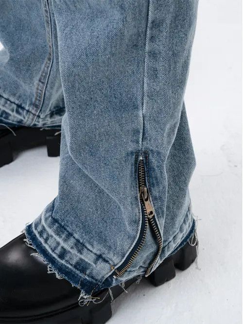 VIBE zipper patchwork faded damaged flared jeans Size US 32 / EU 48 - 3 Thumbnail