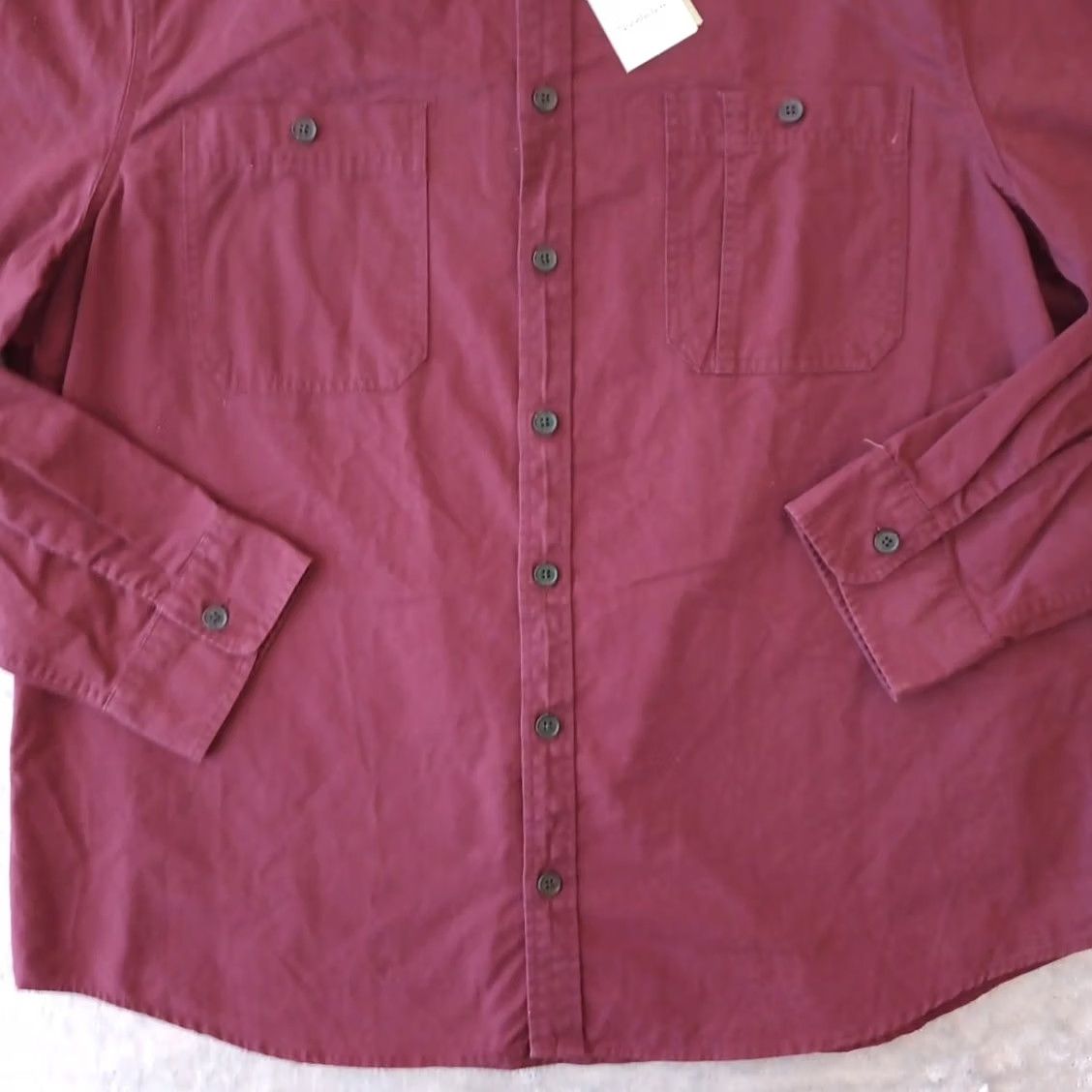 Vintage Goodfellow Shirt Mens 2XL Burgundy Red Long Sleeve Button-Up Pockets Cotton Shirt Button Up Casual Mens Size US XXL / EU 58 / 5 - 4 Thumbnail