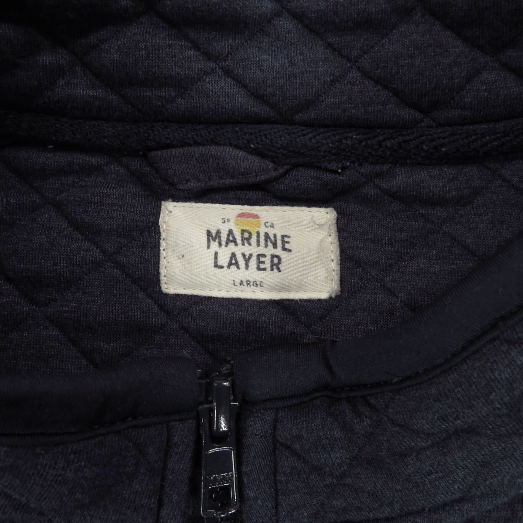 Marine Layer VINTAGE Marine Layer Jacket Mens Large Navy Quilted Full Zip Sweater Corbet Rayon Fleece Size US L / EU 52-54 / 3 - 4 Thumbnail