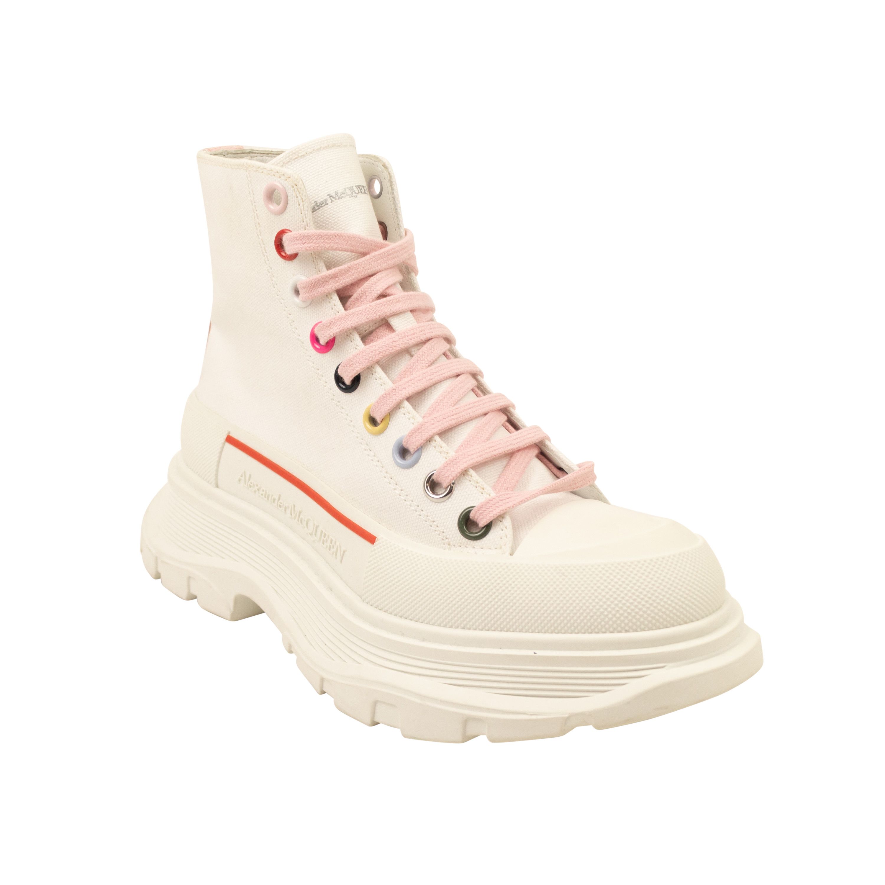 image of Alexander Mcqueen White/multi Tread Slick Hi Top Boot Size 38, Women's