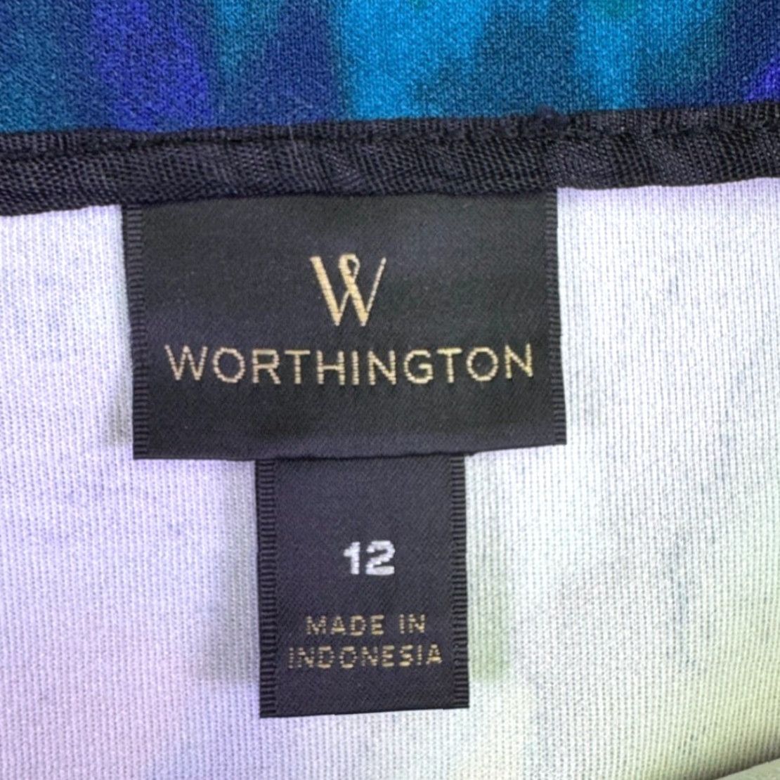 Worthington Worthington Skirt Women's 12 Knee Length Floral Pencil Blue Yellow Multicolor Stretch Office Workwear Modern 90s? Size 34" / US 12 / IT 48 - 4 Thumbnail