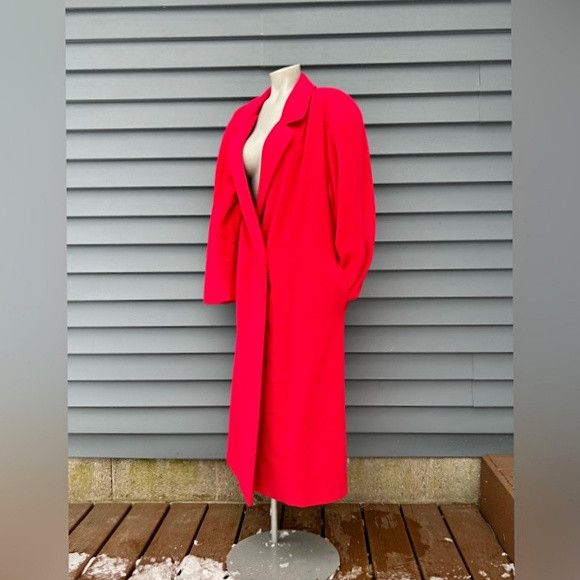 Other Vintage Retro 80s Merin Long Red Cashmere Maxi Dress Coat~L~ Size L / US 10 / IT 46 - 3 Thumbnail