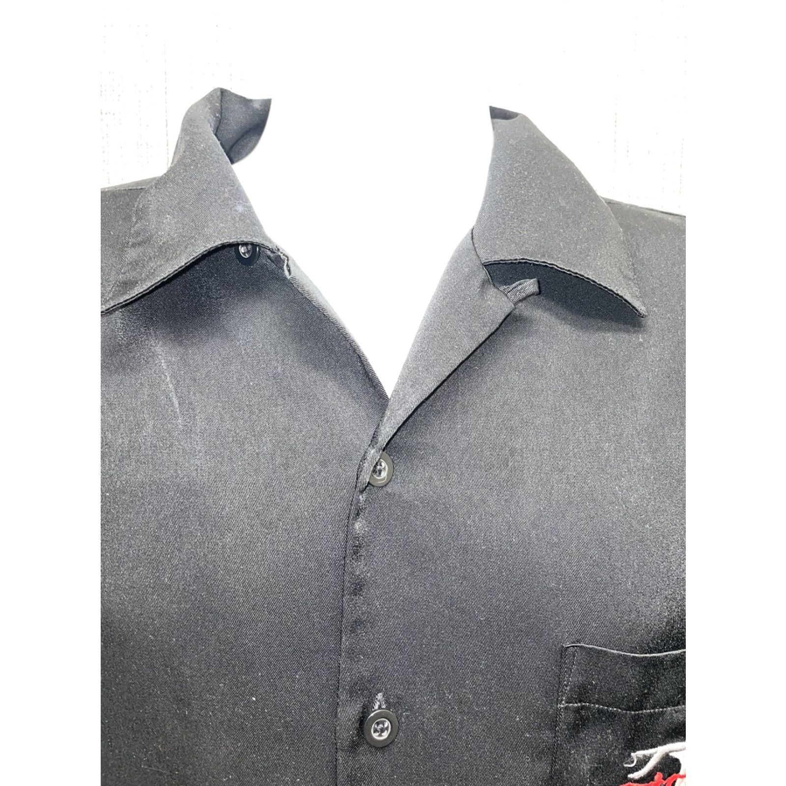 Vintage DragonFly Button-Down Shirt Mens M Black 100% Polyester Short Sleeve Shirt Size US M / EU 48-50 / 2 - 2 Thumbnail