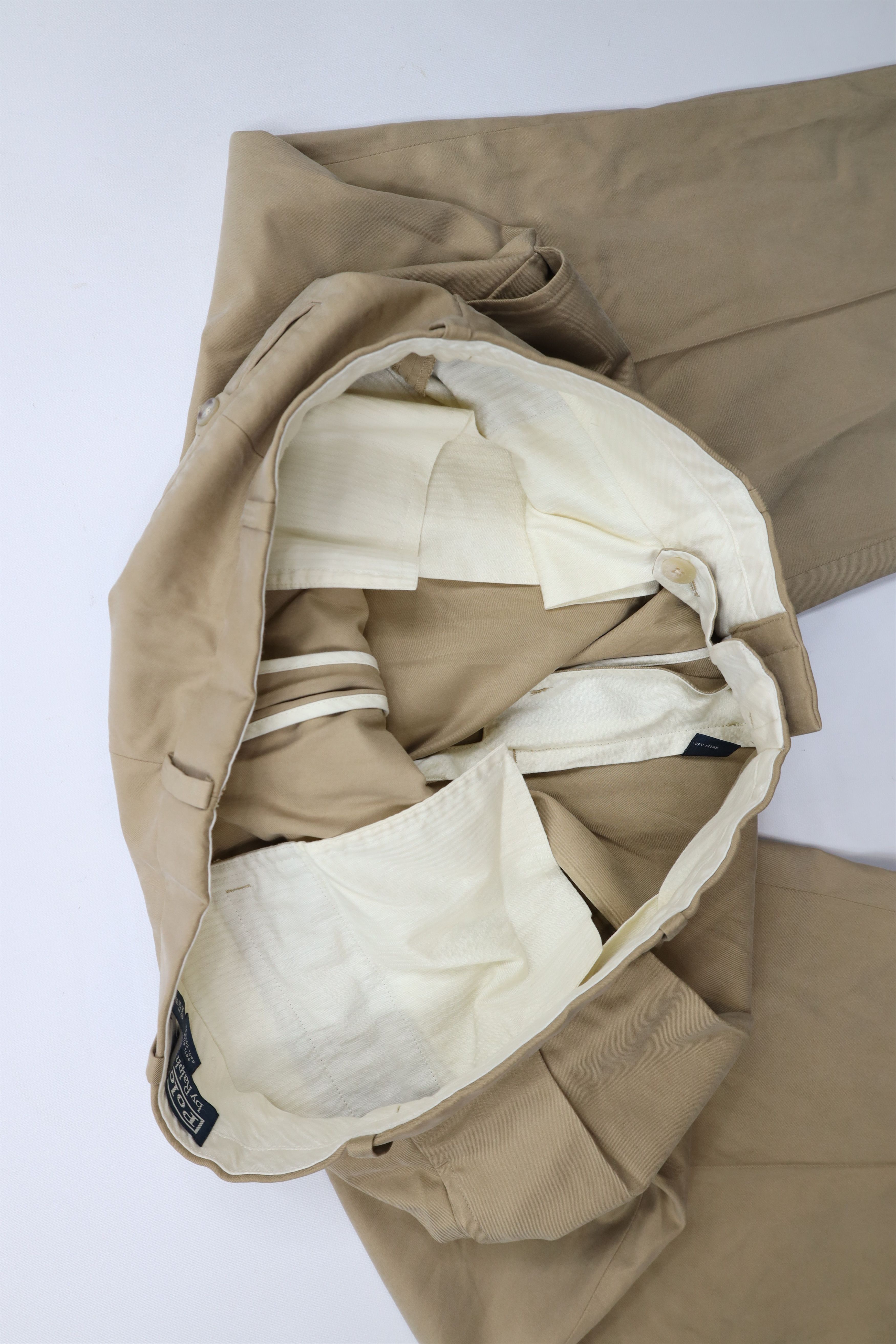 Ralph Lauren × Vintage Vintage 90s Ralph Lauren Blend Wide Leg Chino Pants Beige Size US 36 / EU 52 - 9 Thumbnail