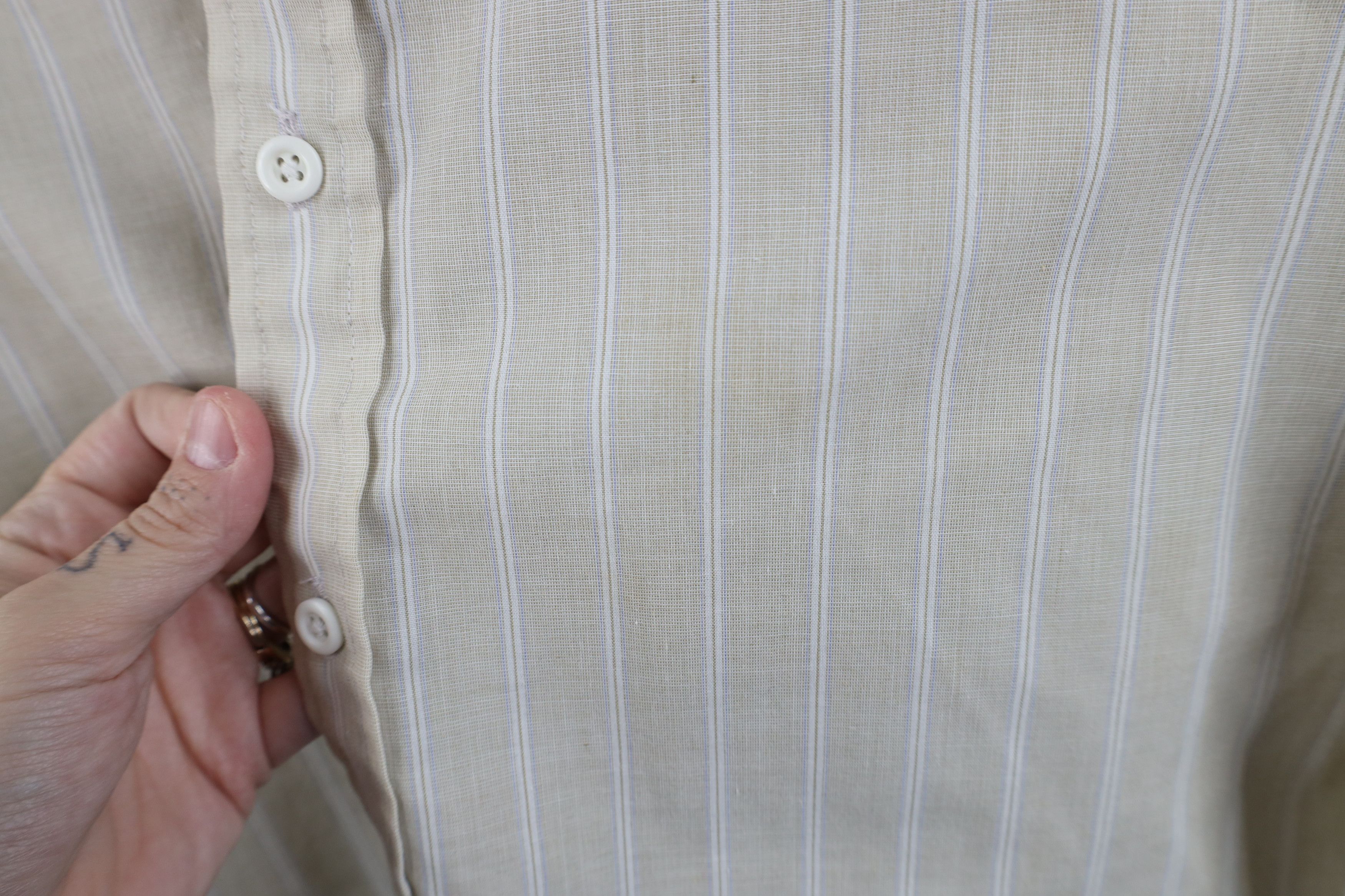 Vintage Vintage 70s Streetwear Striped Military Safari Button Shirt Size US L / EU 52-54 / 3 - 5 Thumbnail