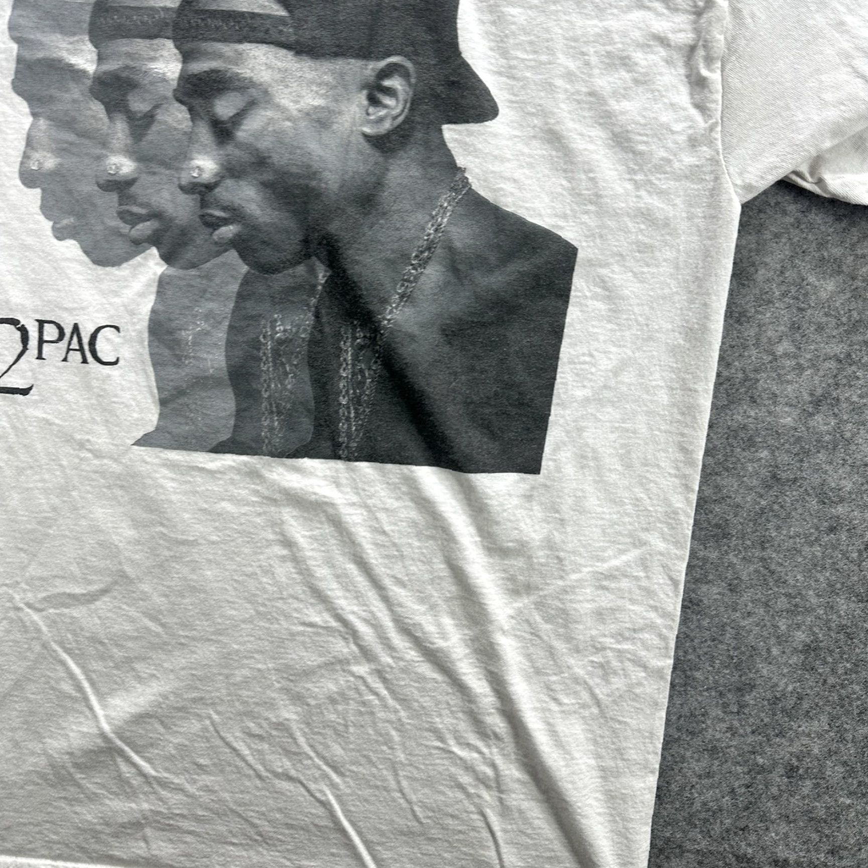 Vintage 2Pac Shirt Mens Small White Hip Hop Rap Graphic Tee 90s Music Legend T-Shirt Men XS S? Size US S / EU 44-46 / 1 - 3 Thumbnail