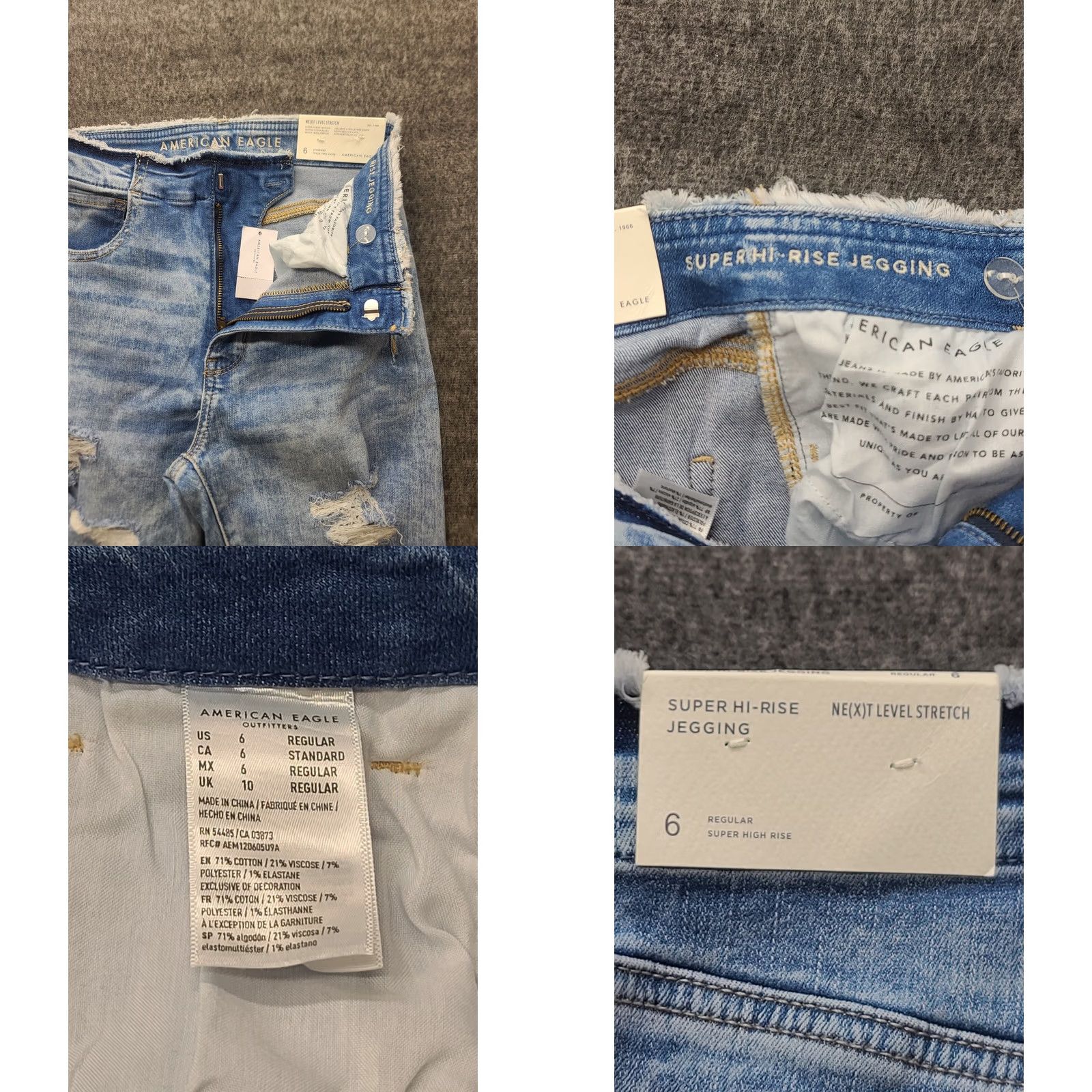 American Eagle Outfitters VINTAGE American Eagle Jeggings Womens 6 27x28 Regular Fit Ankle Super Hi Rise Thrashed Size 28" / US 6 / IT 42 - 8 Thumbnail