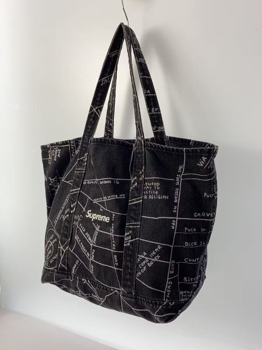 Supreme Supreme GONZ MAP DENIM TOTE BAG All-Over Print Black