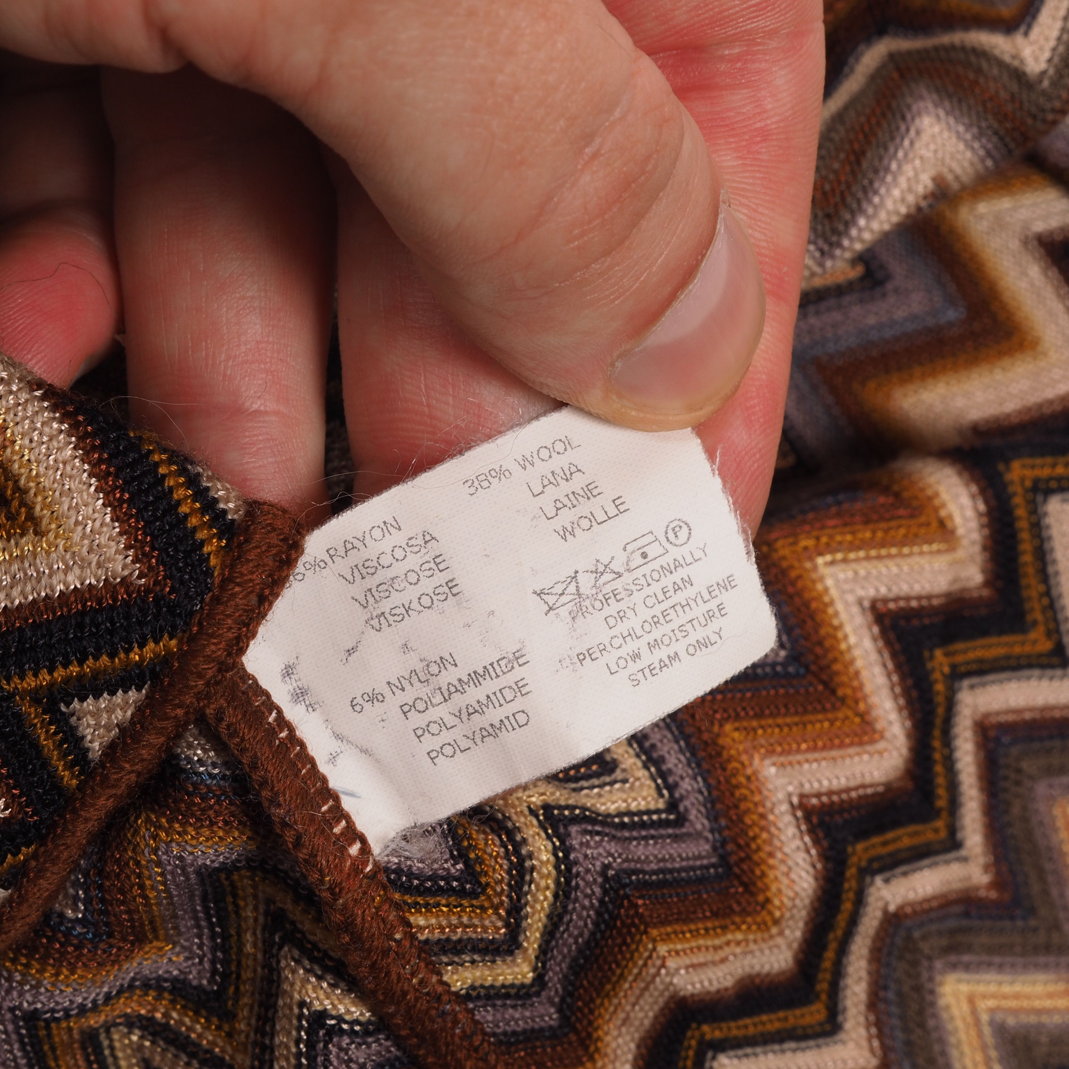 Missoni Missoni Vintage Knit Belted Chevron Zigzag Dress Brown Size L / US 10 / IT 46 - 6 Thumbnail