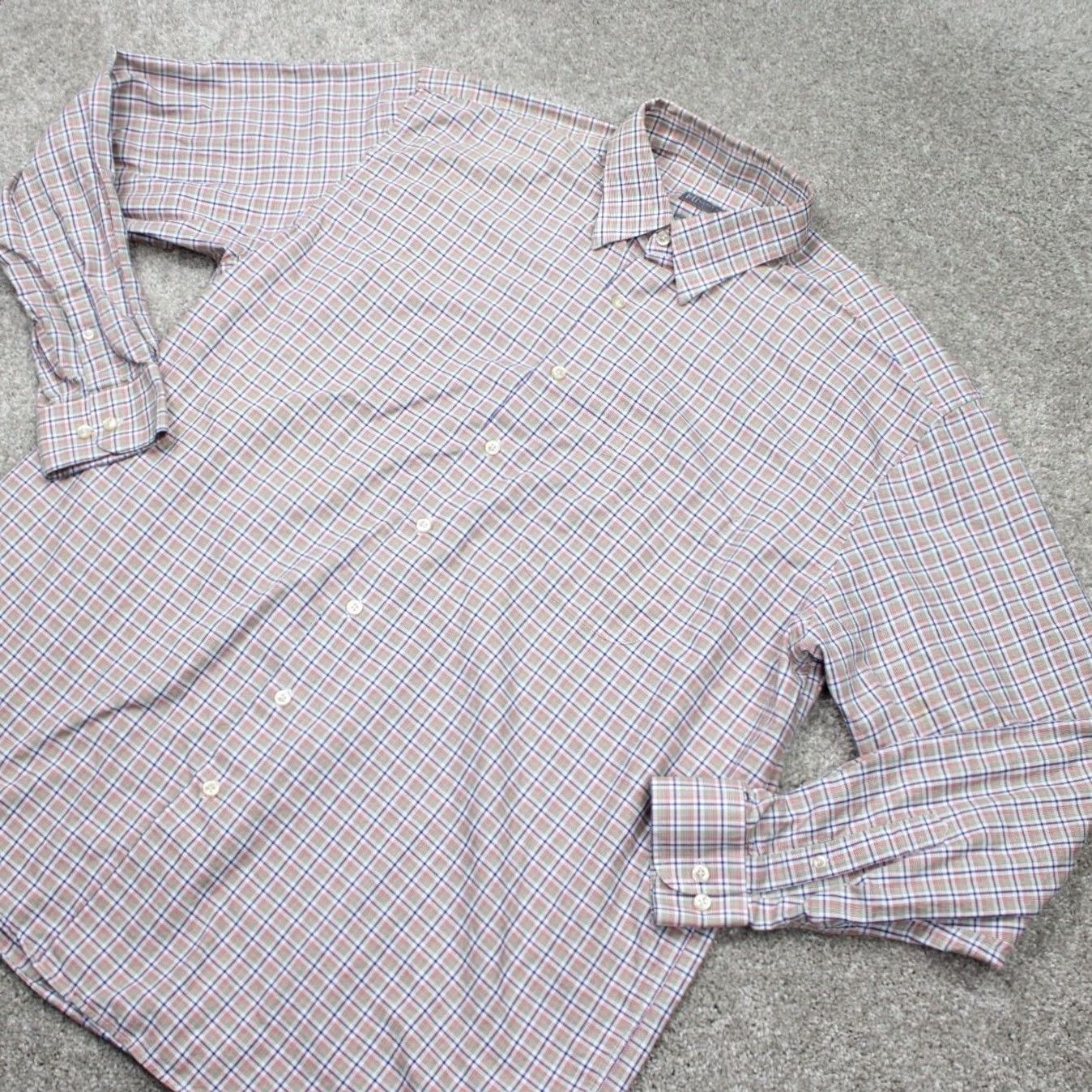Vintage Hickey Freeman Shirt Mens 2XL XXL Orange/Blue Cotton L/S Button Woven in Italy Size US XXL / EU 58 / 5 - 4 Thumbnail