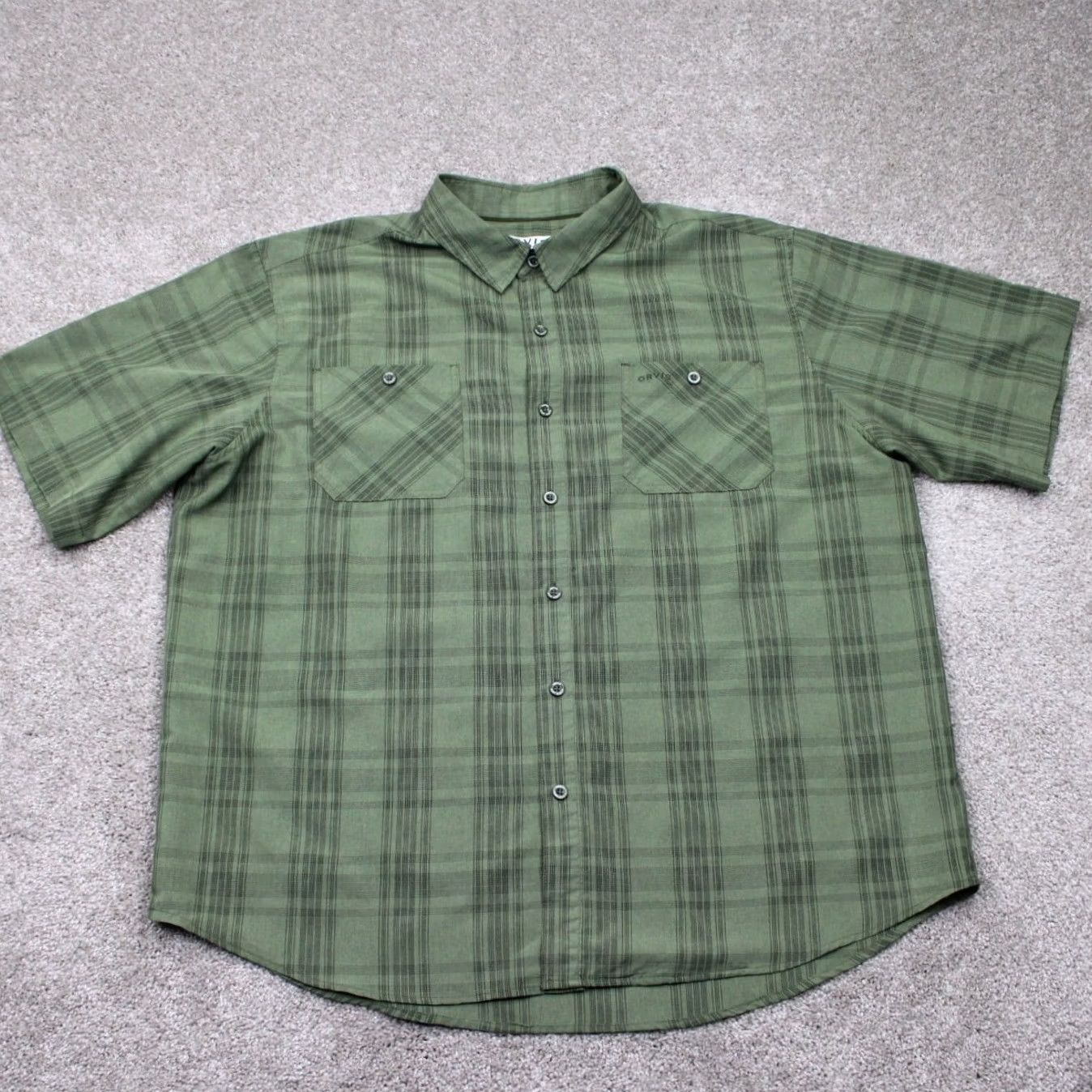 Orvis Orvis Shirt Mens 2XL Green Quick Dry Short Sleeve Button-Up Pockets Polyester Sportsman Theme Classic Outdoor Size US XXL / EU 58 / 5 - 2 Thumbnail