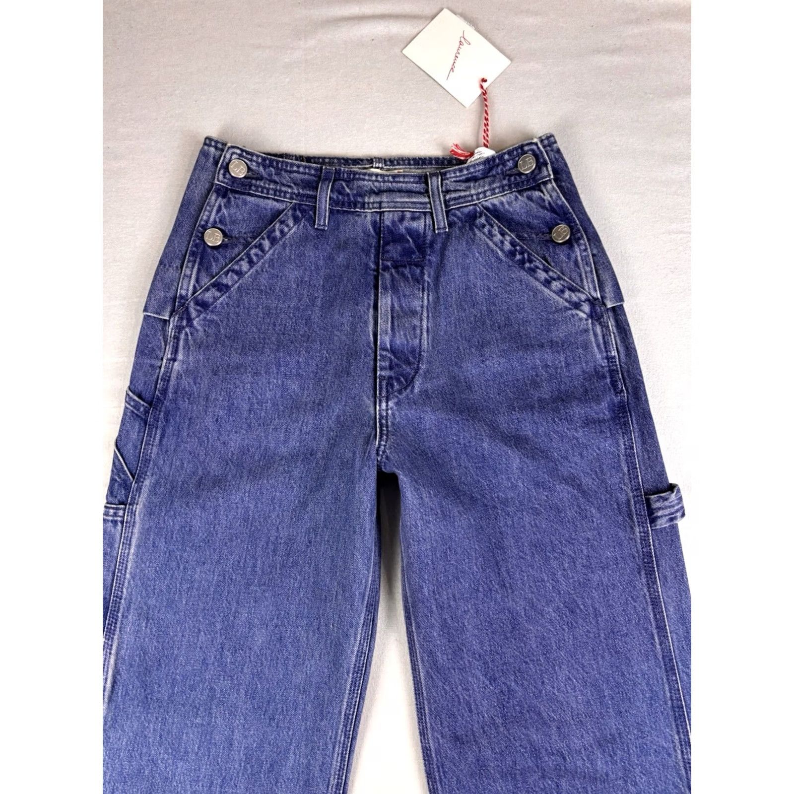 Vintage Laurence Bras Pants Women 25x30 Denim Jeans Wide-Leg Button Closure Blue Carpenter Regular Inseam 30 Womens Buttons Vintage No Size 42" / US 20 - 2 Thumbnail