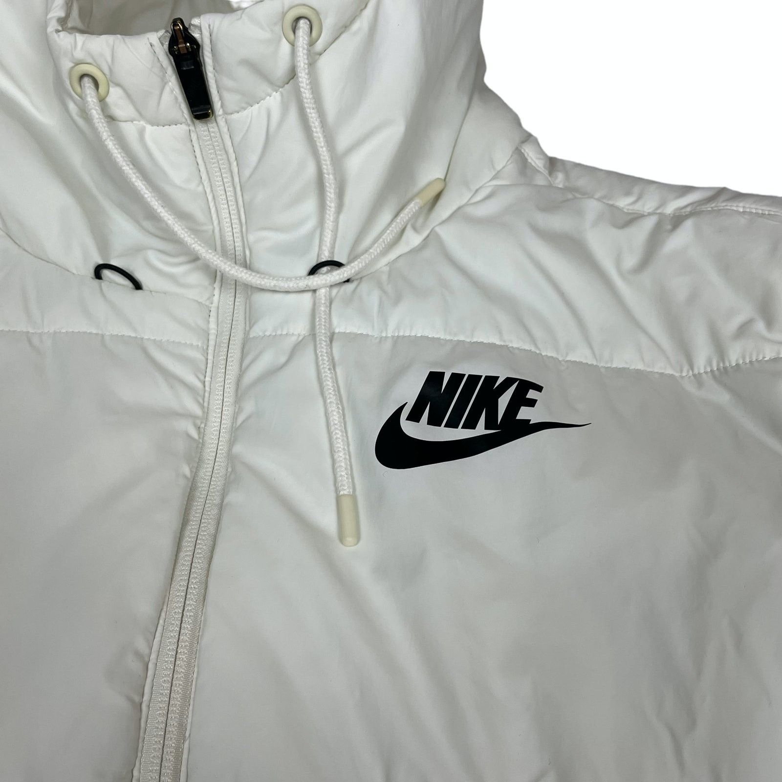 Nike Nike Women White Long Sleeve Full Zip Hooded Puffer Jacket M Size M / US 6-8 / IT 42-44 - 3 Thumbnail