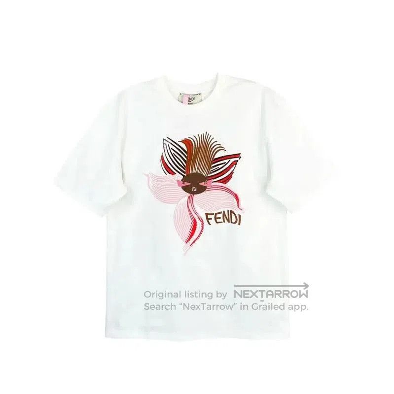 Fendi Fendi Women's White Cotton T-Shirt with Floral Design . Size S / US 4 / IT 40 - 1 Thumbnail