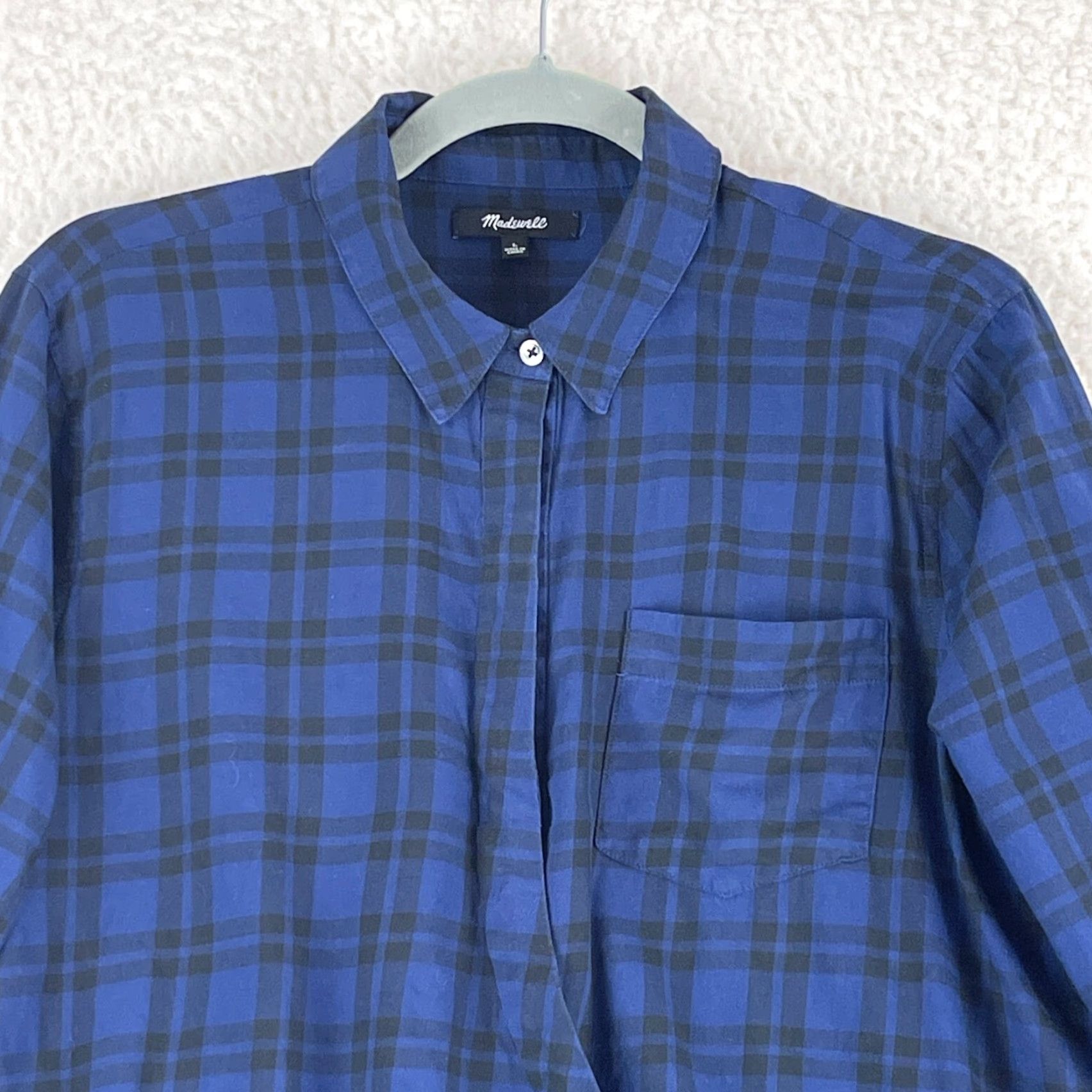 Madewell Madewell Blue Arion Plaid Wrap-Front Shirt Womens Large Long Sleeve Button-Up Size L / US 10 / IT 46 - 3 Thumbnail