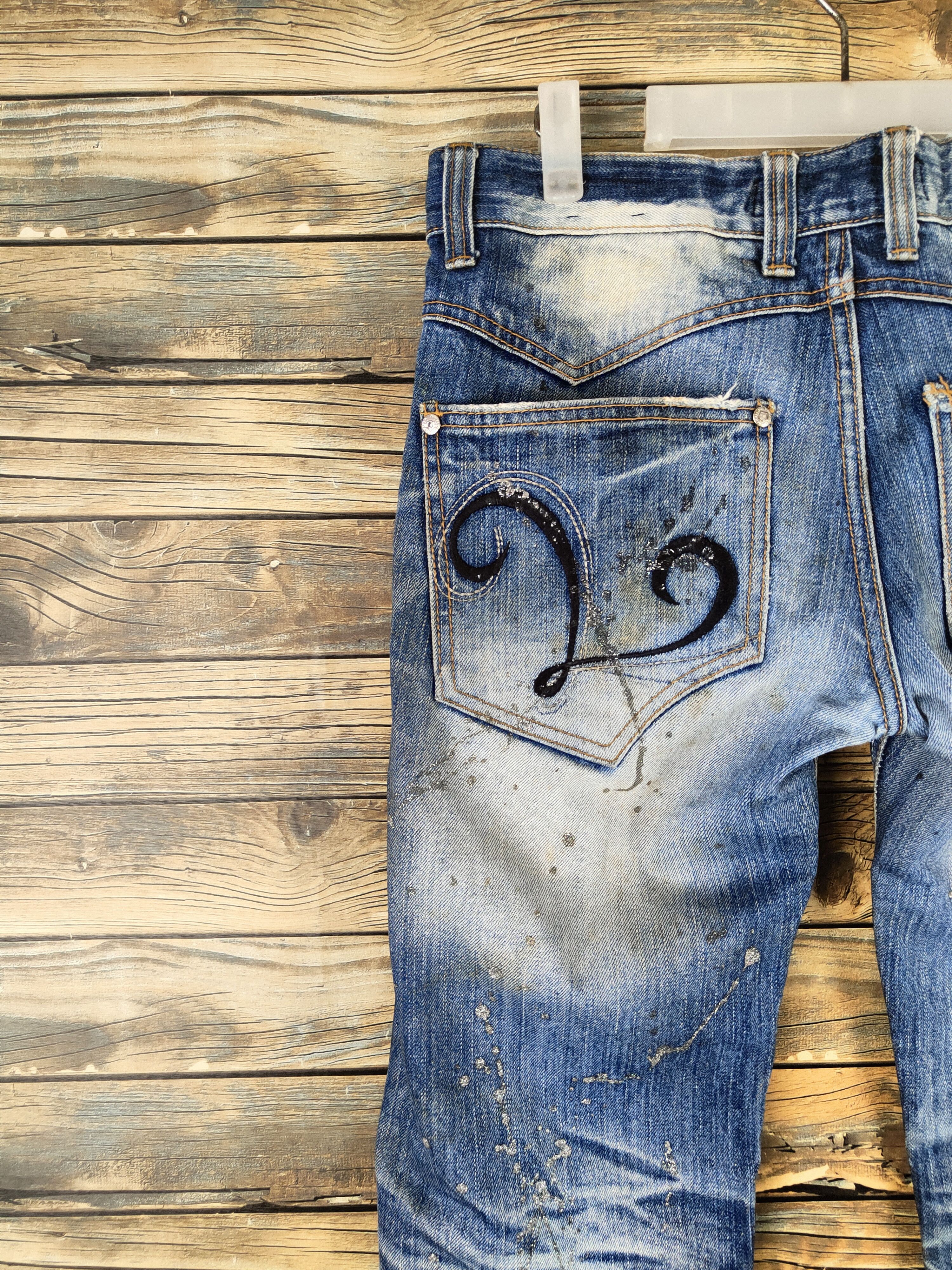Japanese Brand DL Lagust Dark Blue Distressed Ripped Jeans #46-089 Size 34" / US 12 / IT 48 - 8 Thumbnail