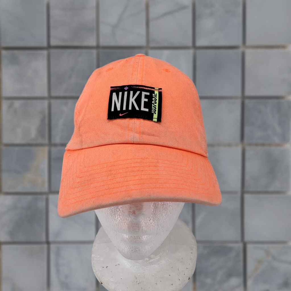 Nike VINTAGE Nike Hat Cap Strap Back Mens One Size Neon Orange Heritage86 Patch Dad Hat Size ONE SIZE - 1 Thumbnail
