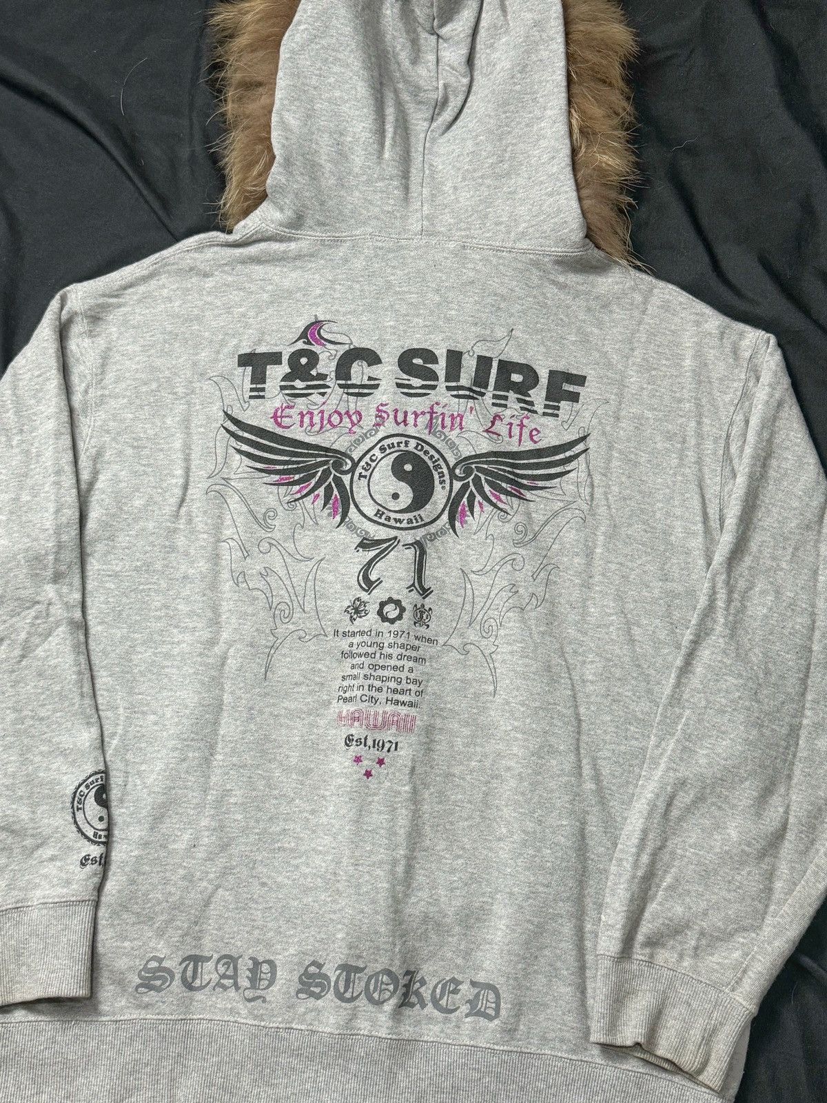 Hysteric Glamour × Japanese Brand × Le Grande Bleu (L.G.B.) Faux fur poem tribal t&c surf hoodie Size US L / EU 52-54 / 3 - 4 Thumbnail