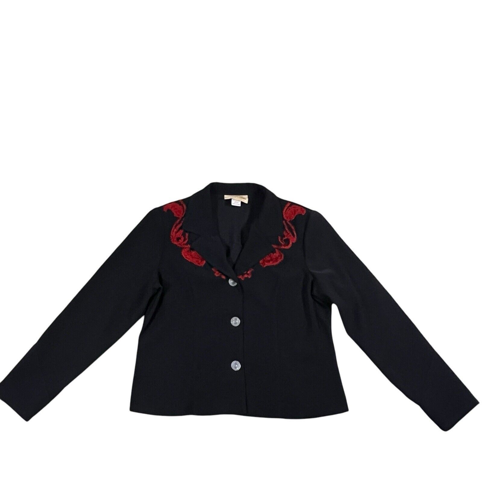Other New Frontier Western Crop Black Blazer Red Floral Size Large Size M / US 6-8 / IT 42-44 - 2 Thumbnail