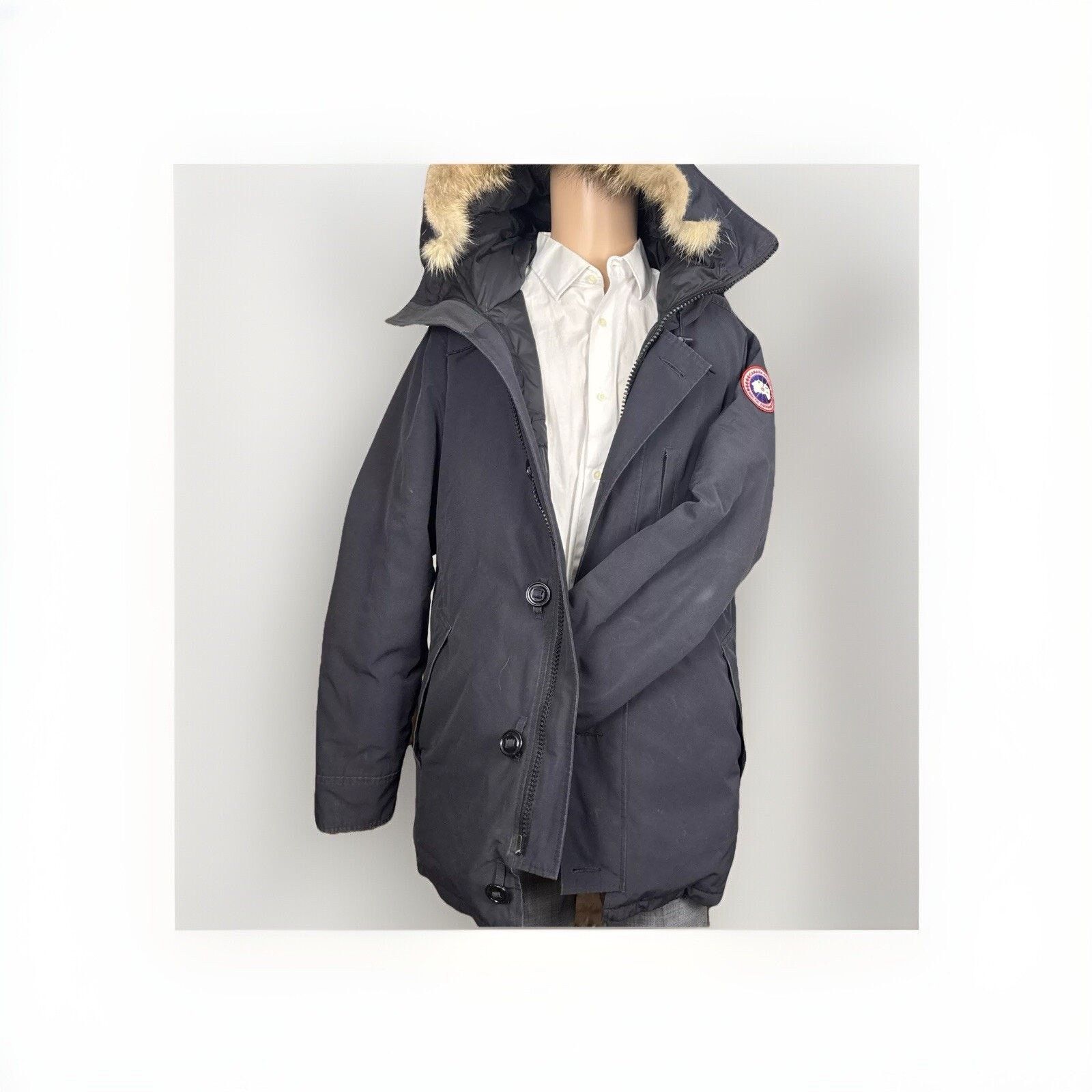 Canada Goose Chateau Parka Large With Fur Marine Navy Blue