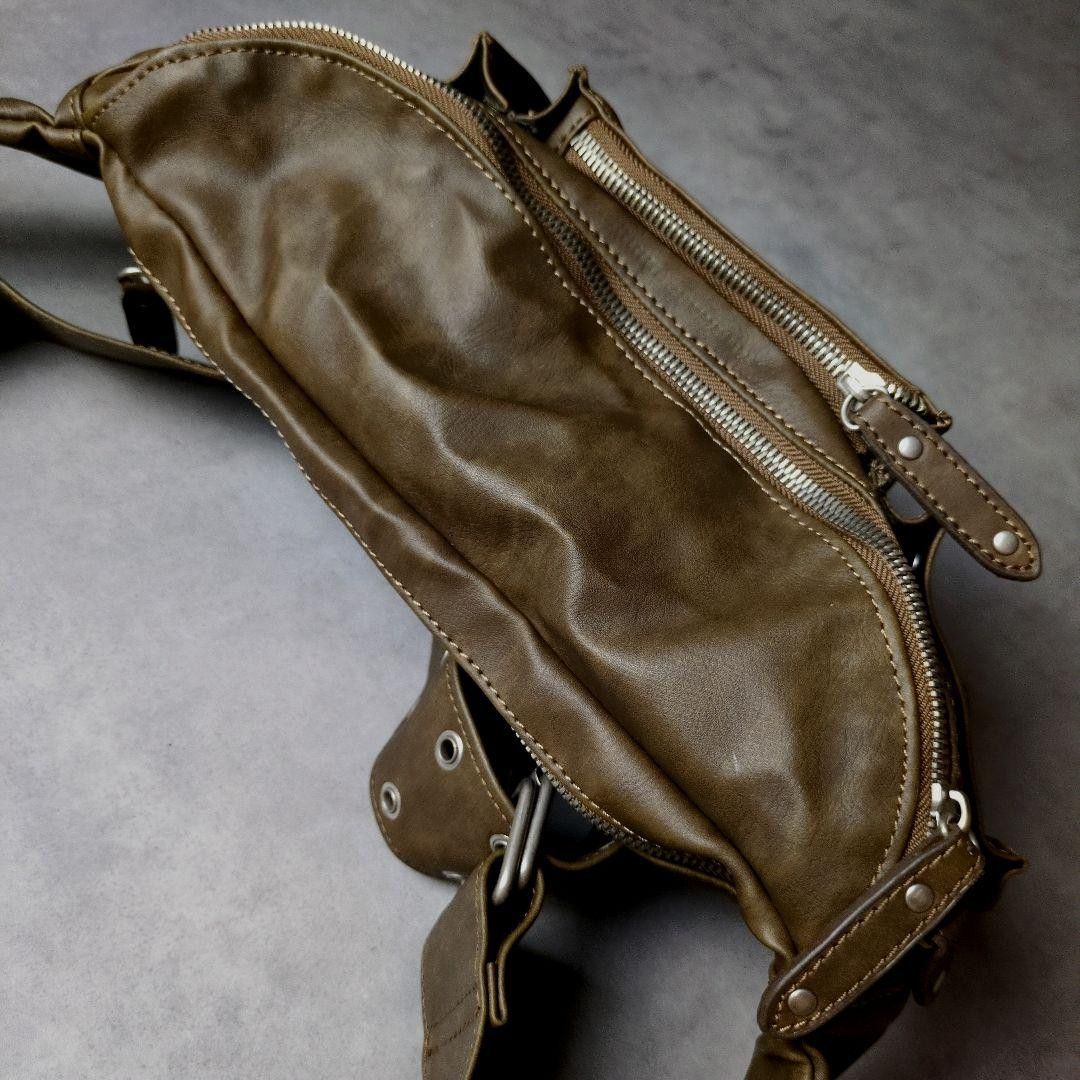 Takeo Kikuchi Leather Grunge Waistbag 00s Y2K Size ONE SIZE - 5 Thumbnail