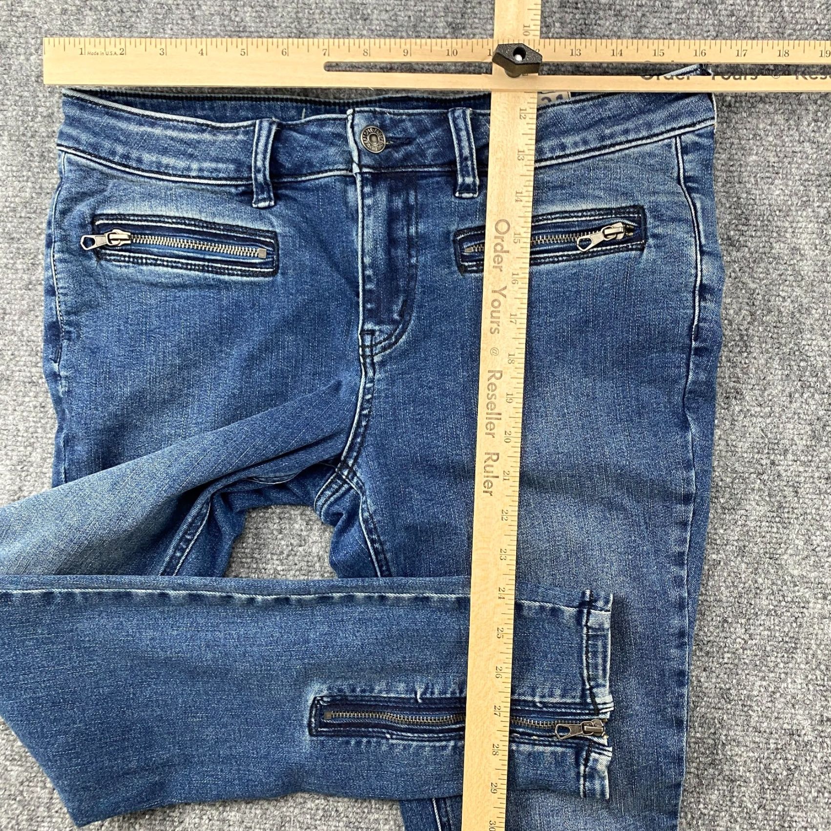 Vintage We The Free Jeans Womens 31 Blue Mid-Rise Skinny Ankle Zip Pockets Stretch Denim Jeans Size 24" / US 00 / IT 34 - 5 Thumbnail