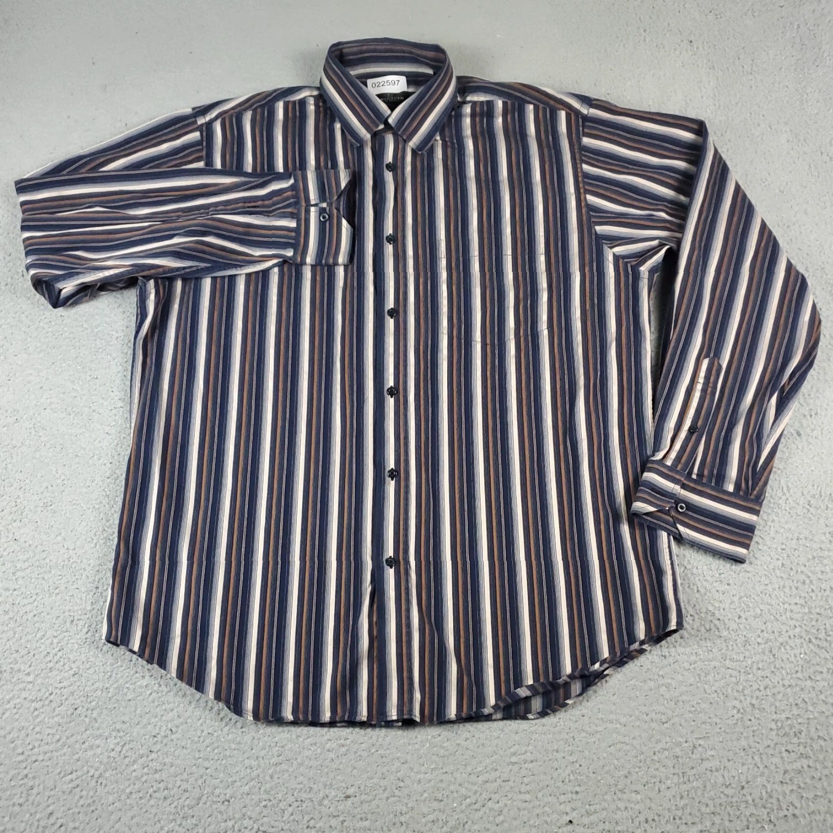 BUGATCHI Bugatchi Uomo Shirt Mens XL Blue Striped Button-Up Long Sleeve Casual Business Formal Party/Cocktail Travel Workwear Size US XL / EU 56 / 4 - 2 Thumbnail