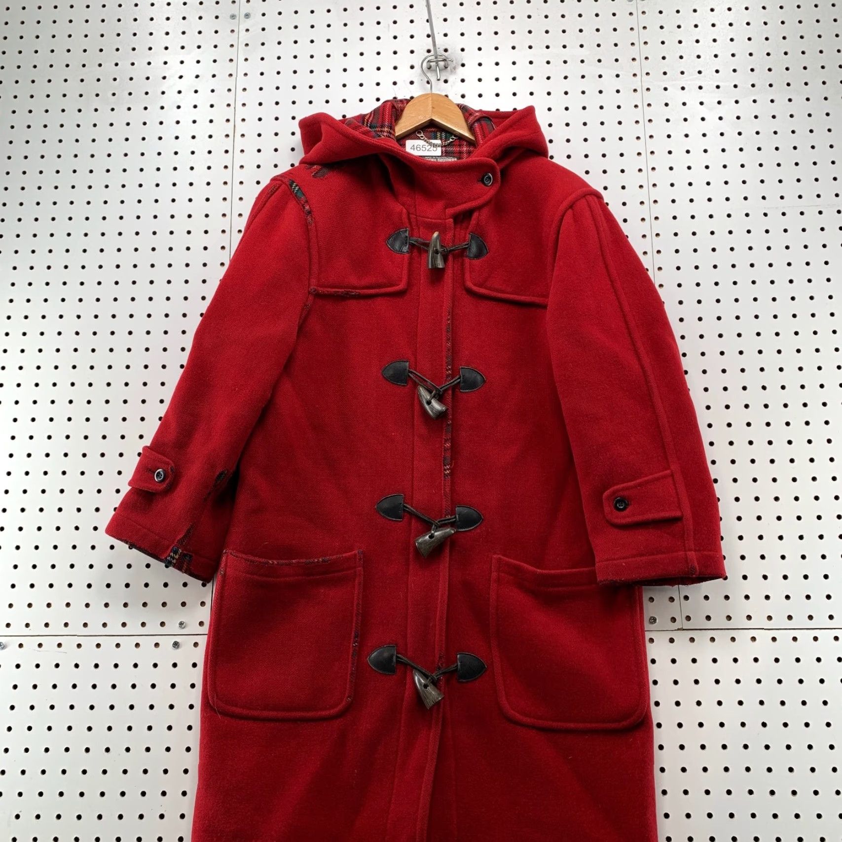 Brooks Brothers VINTAGE Brooks Brothers Wool Duffle Coat Womens XS Red Plaid Hooded Lined Winter Style Overcoat Women XS Red Brooks Brothers Coat Size XS / US 0-2 / IT 36-38 - 3 Thumbnail