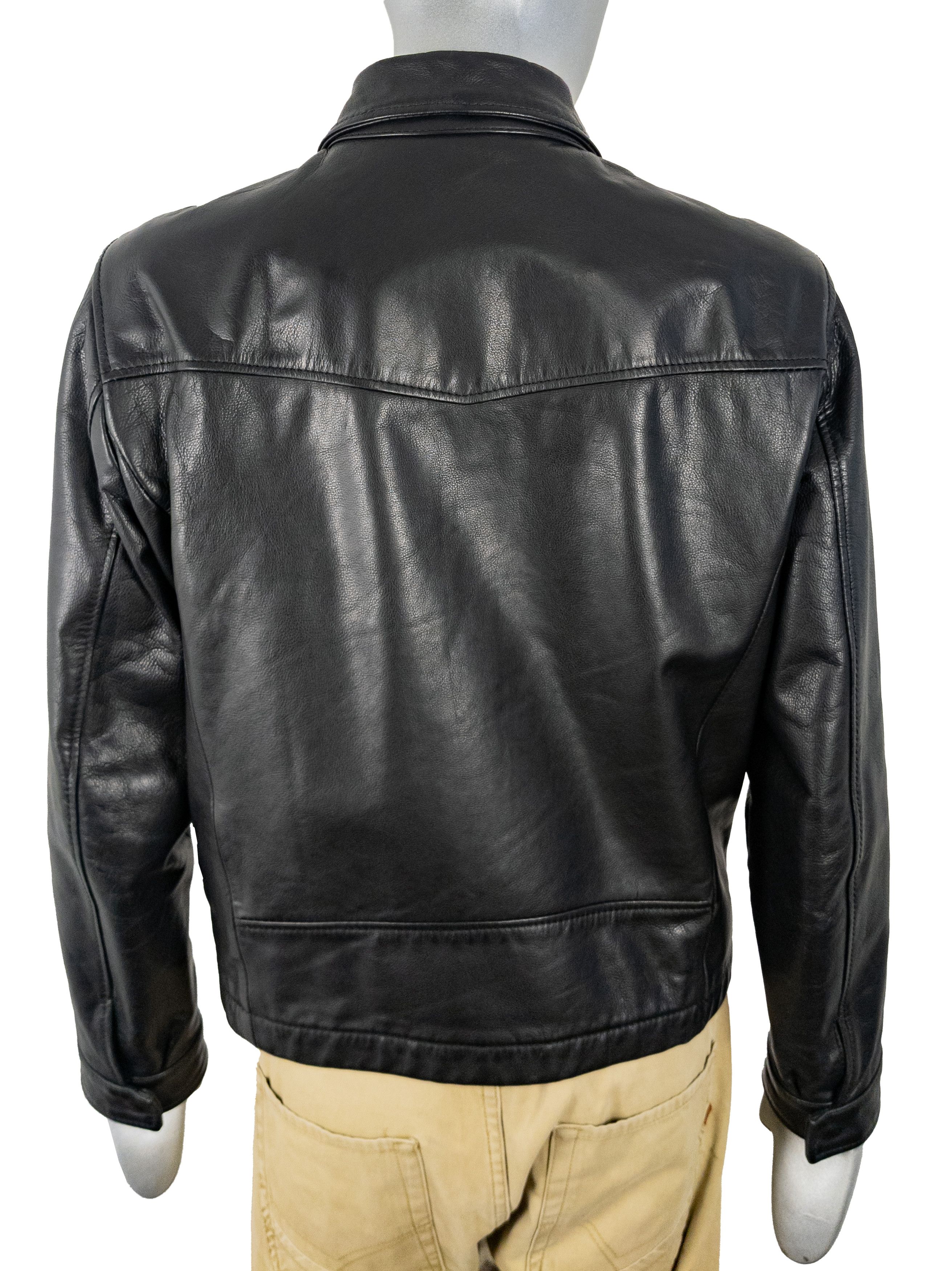Chevignon Vintage Chevignon mens black leather jacket, Pilot size L Size US L / EU 52-54 / 3 - 7 Thumbnail