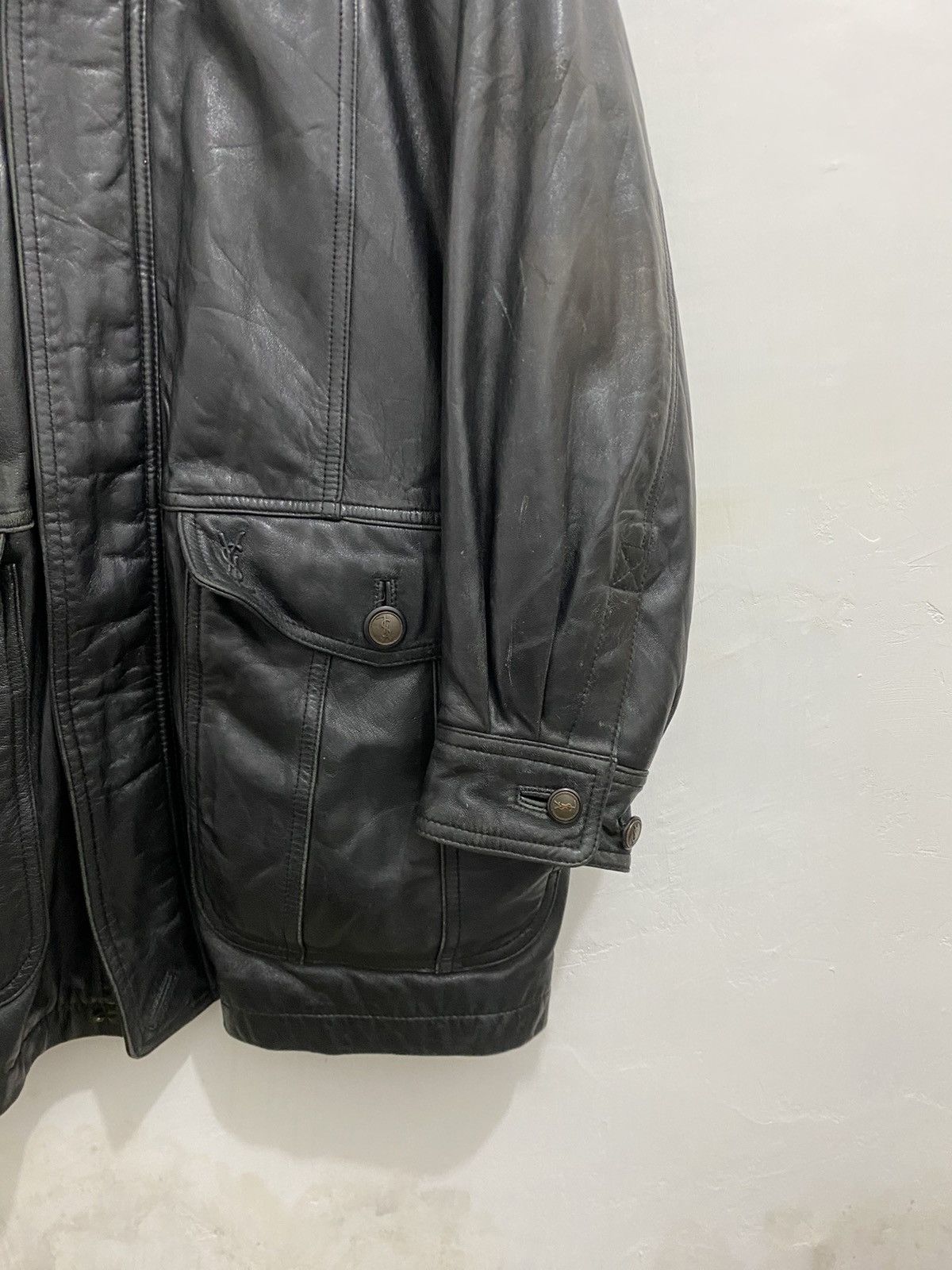 Saint Laurent Paris 💥Leather💥Yves Saint Laurent Leather Coat Size US L / EU 52-54 / 3 - 9 Thumbnail